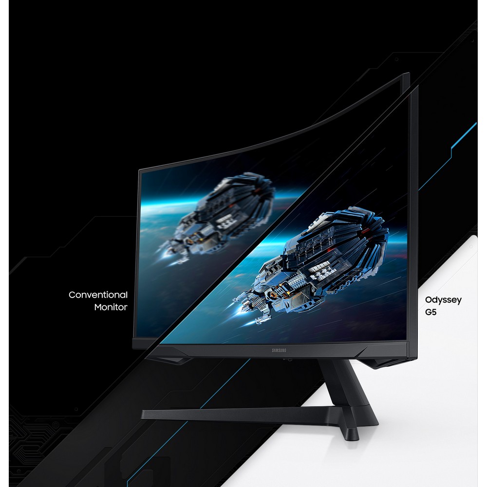 Samsung - Samsung 32" Odyssey G5 LS32AG550EPXXU 2560x1440 VA 165Hz 1ms FreeSync Premium Curved Gaming Monitor