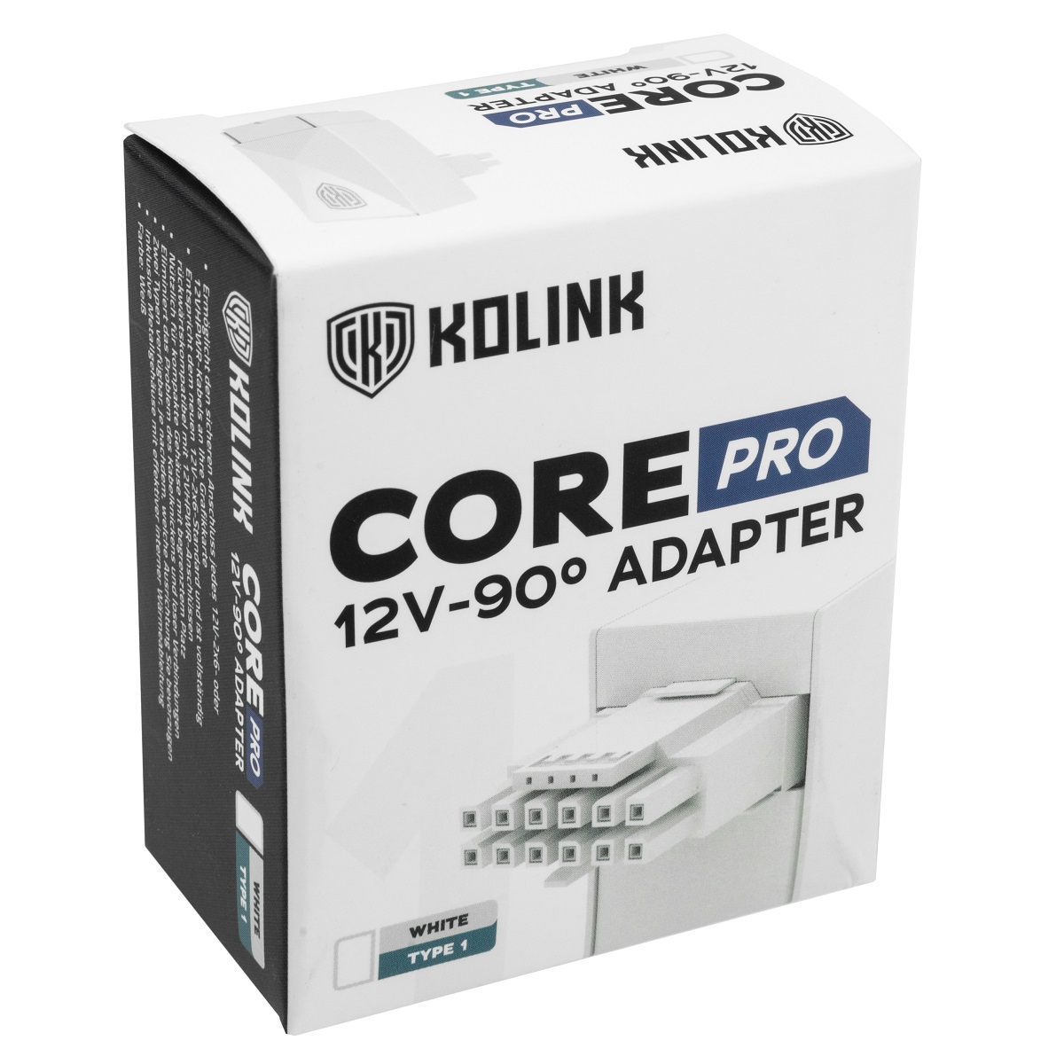 Kolink - Kolink Core Pro 12VHPWR 16-Pin 90 Degree Adapter - Type 1 - White