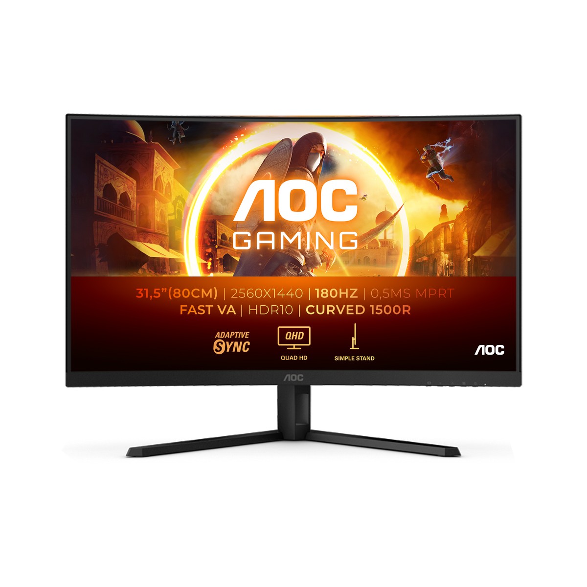 AOC 32" CQ32G4VE 2560x1440 VA 180Hz 1ms A-Sync Curved Gaming Monitor