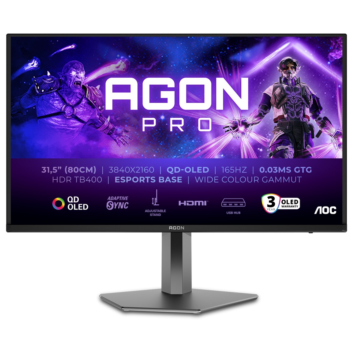 AOC AGON 32" AG326UD QD-OLED 3840x2160 165hz 0.03ms A-Sync HDMI 2.1 Gaming Monitor