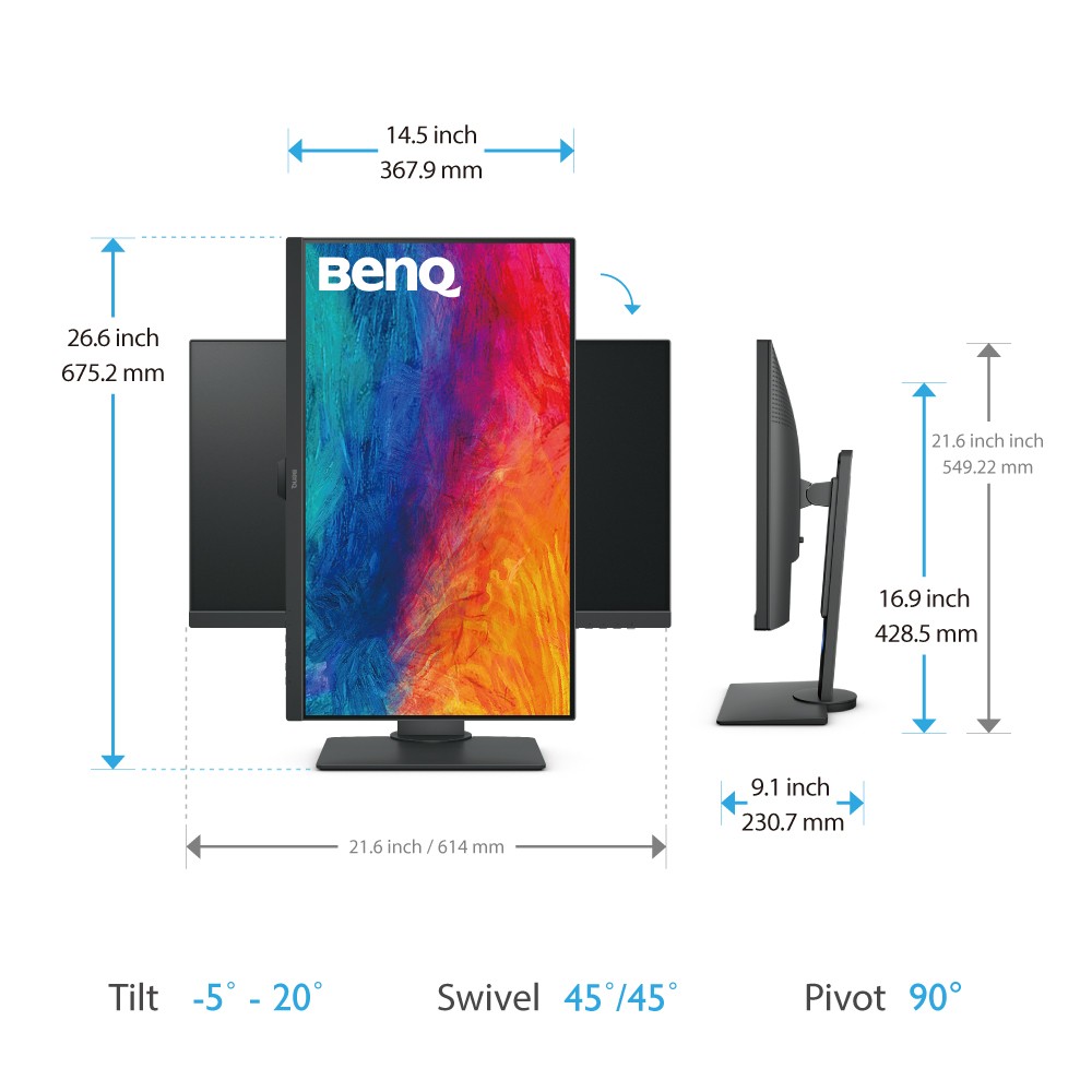 BenQ - BenQ 27" PD2705Q 2560x1440 IPS 60Hz sRGB 100% HDR Design and Productivity Monitor