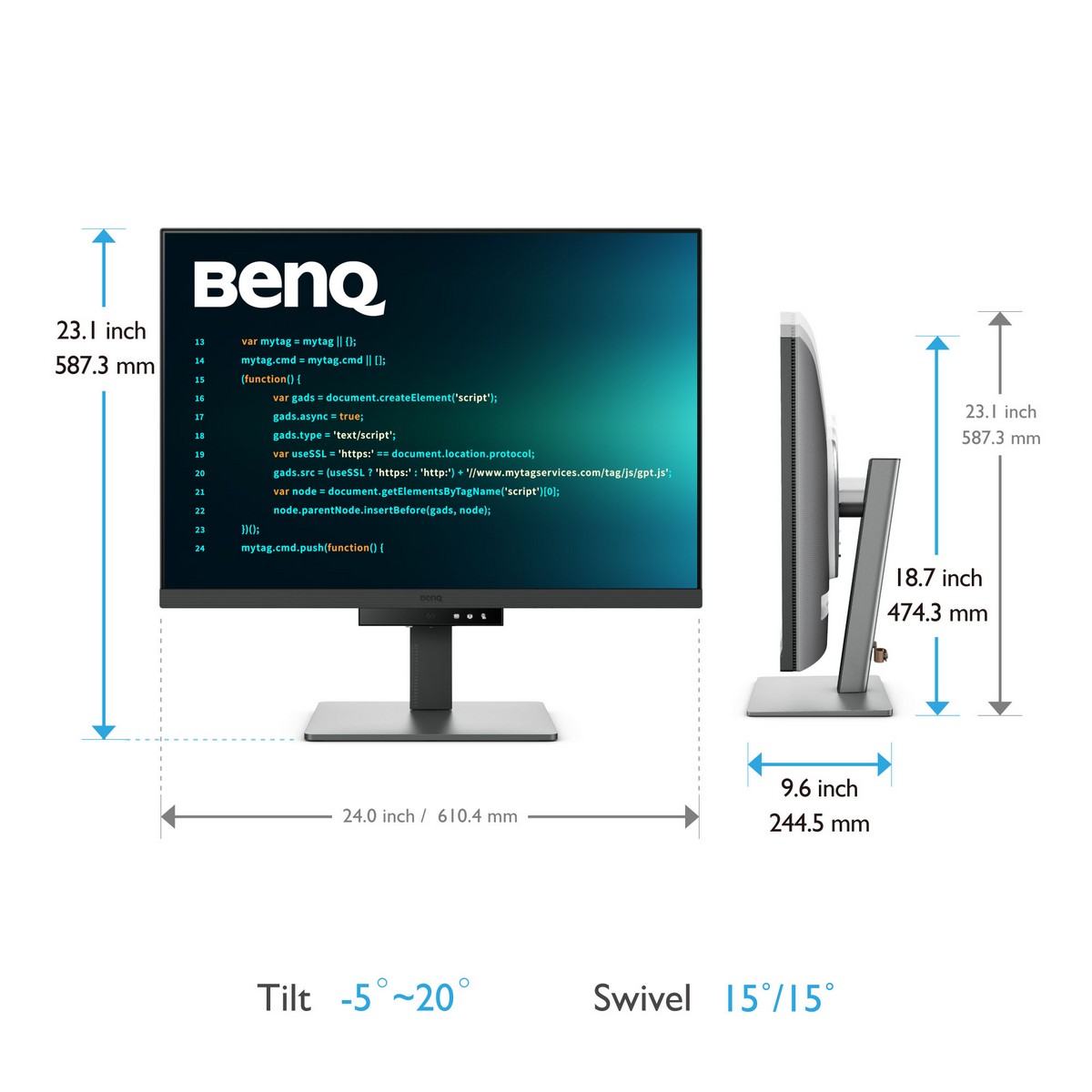 BenQ - BenQ RD280U IPS 3840x2160 IPS 60HZ USB-C HDR10 P3 KVM 28 inch Programming Monitor