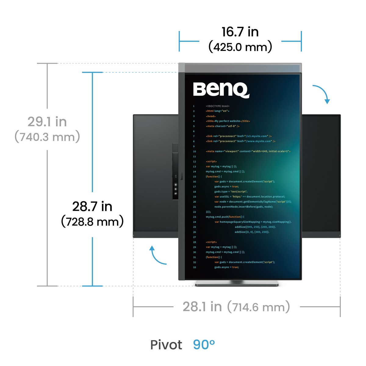 BenQ - BenQ 32" RD320U IPS 3840x2160 IPS 60HZ USB-C HDR10 P3 KVM 28 inch Programming Monitor