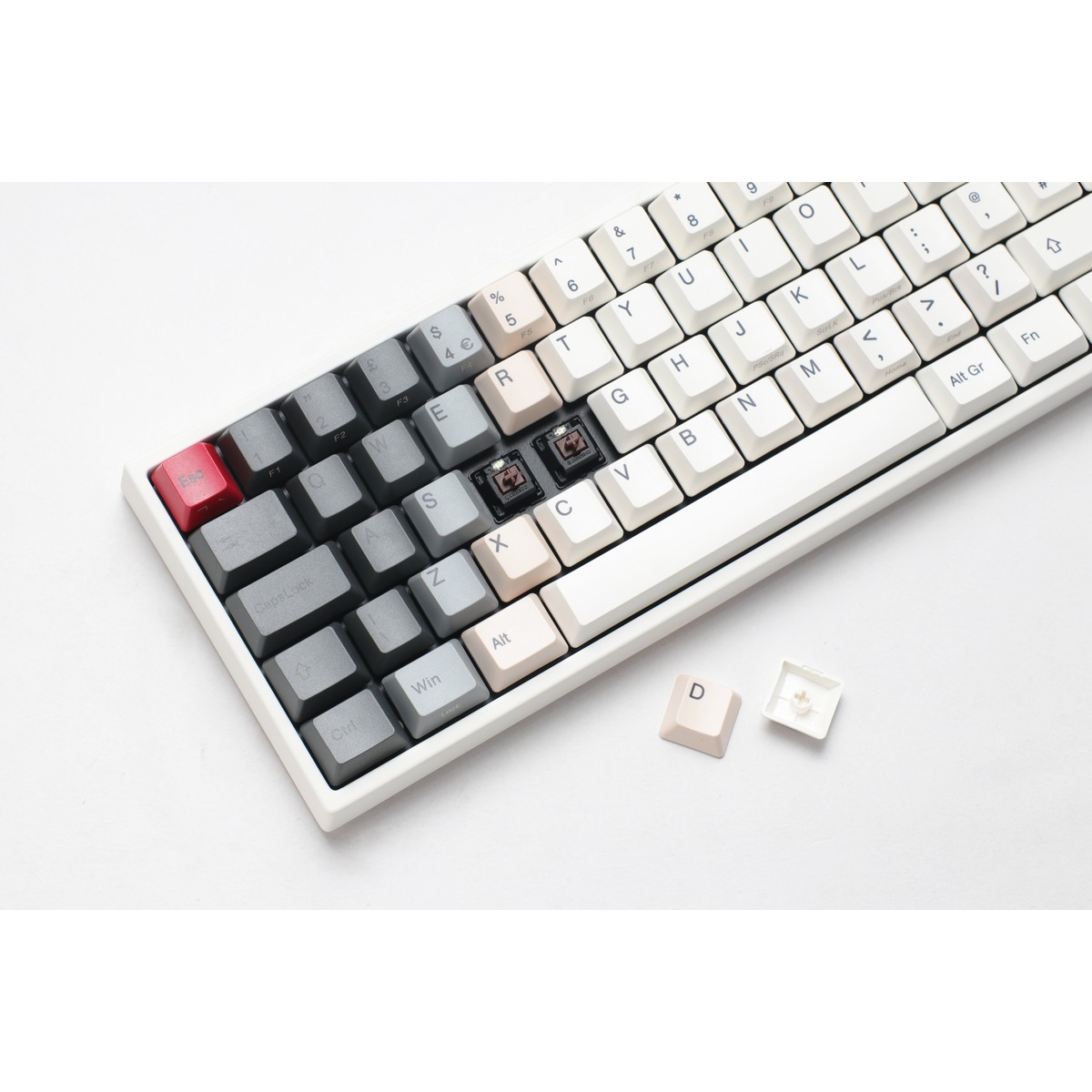 Ducky - Ducky x Varmilo MIYA 69 Pro Holy Flame Mechanical Gaming Keyboard Cherry MX Brown Backlit White - White/Grey/Red