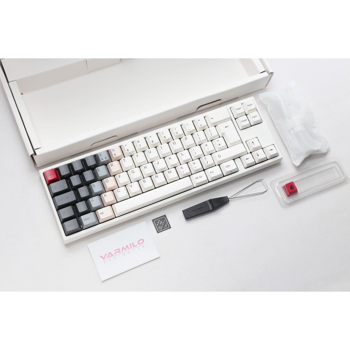 Ducky - Ducky x Varmilo MIYA 69 Pro Holy Flame Mechanical Gaming Keyboard Cherry MX Brown Backlit White - White/Grey/Red