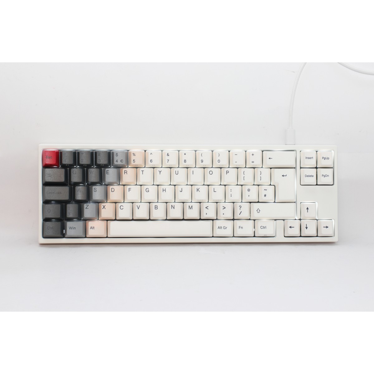 Ducky x Varmilo MIYA 69 Pro Holy Flame Mechanical Gaming Keyboard Cherry MX Silent Red Backlit White - White/Grey/Red