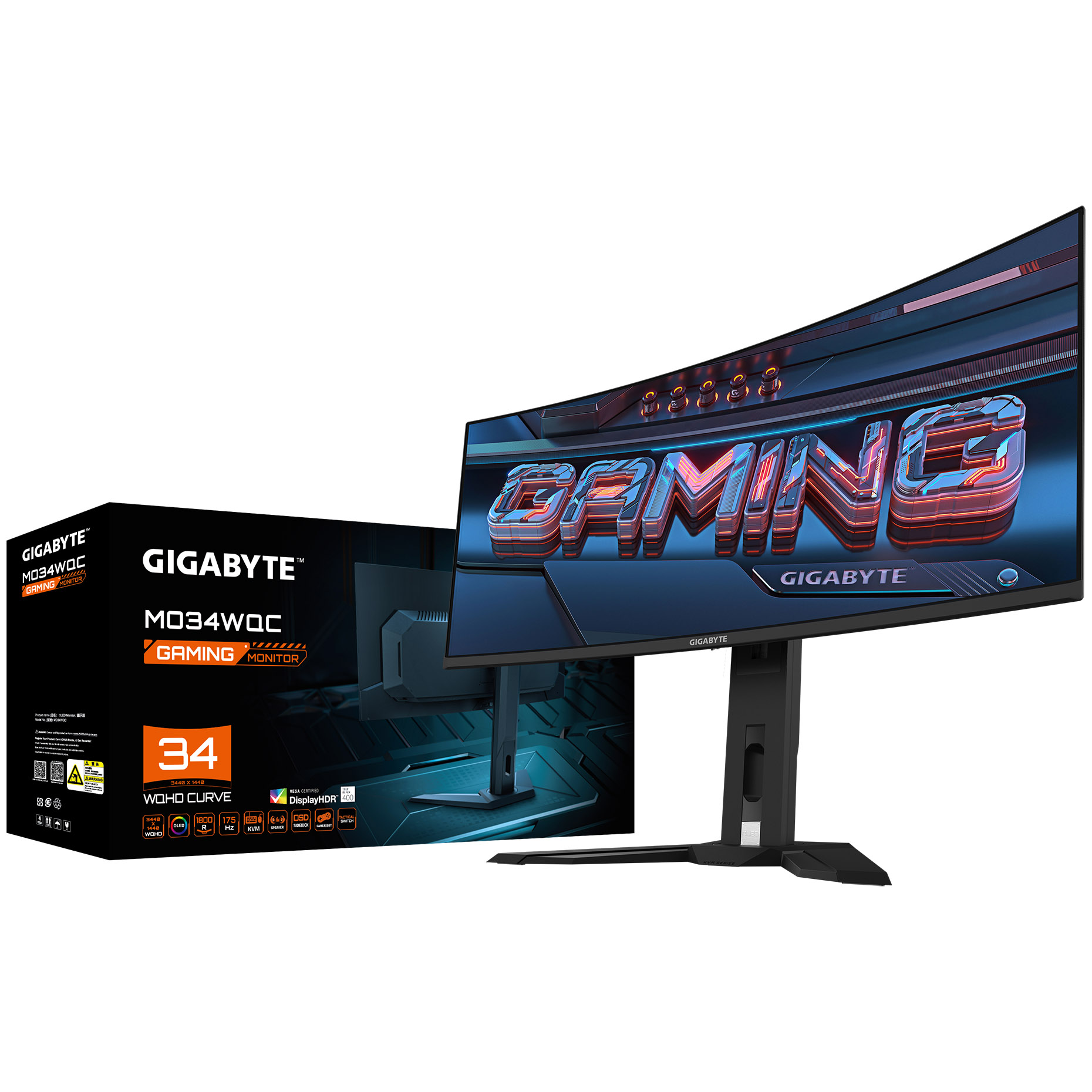 Gigabyte - Gigabyte 34" MO34WQC 3440x1440 OLED 175Hz 0.03ms FreeSync HDMI 2.1 Widescreen Gaming Moni