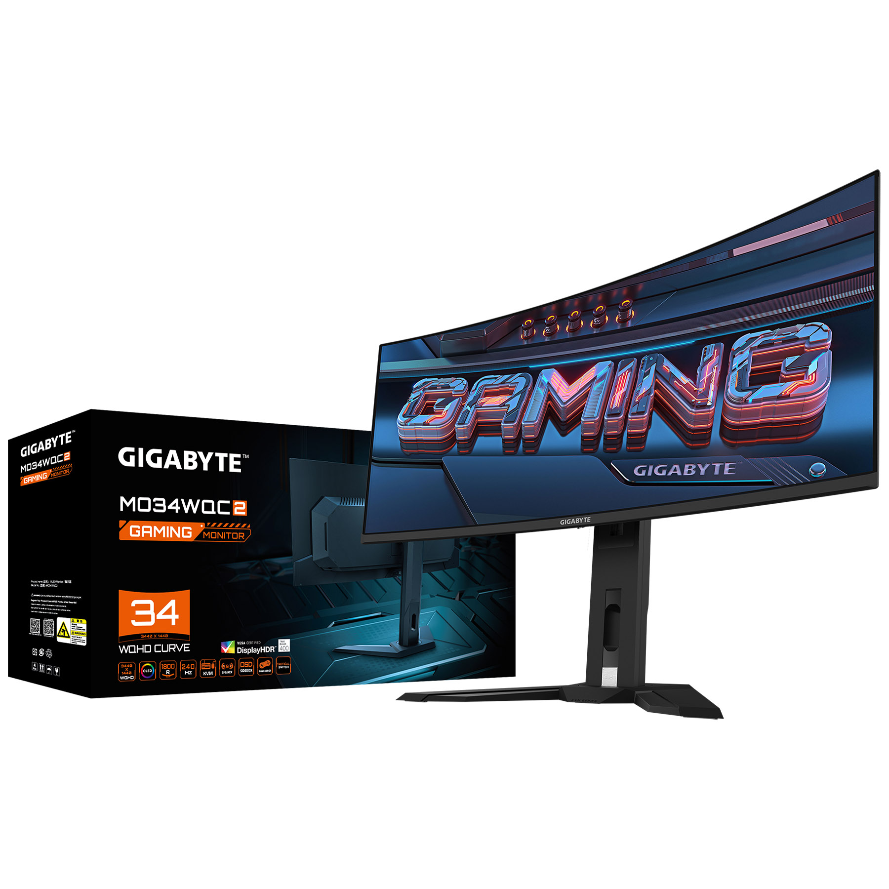 Gigabyte - Gigabyte 34" MO34WQC2 3440x1440 OLED 240Hz 0.03ms FreeSync HDMI 2.1 Widescreen Gaming Mon