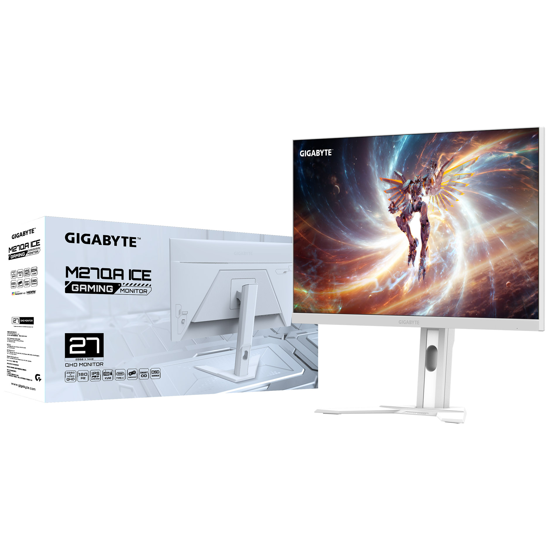 Gigabyte - Gigabyte 27" M27QA ICE 2560x1440 SS IPS 180Hz 1ms FreeSync KVM Switch LED Backlit Gaming Monitor