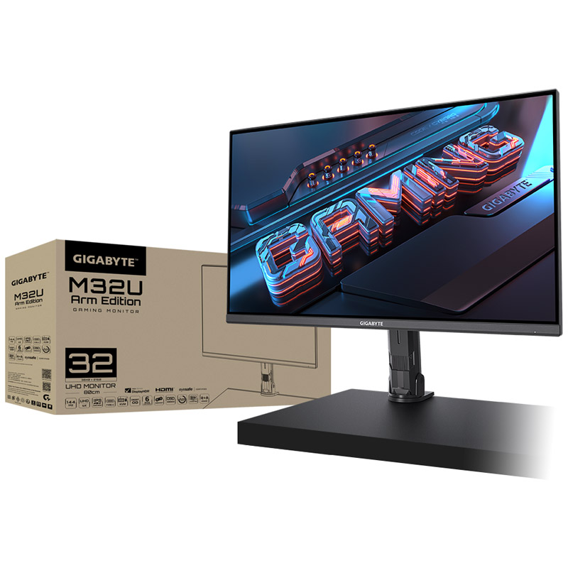 Gigabyte - Gigabyte 31.5" M32U Arm Edition 3840x2160 SS IPS 144Hz 1ms FreeSync HDR HDMI 2.1 Gaming Monitor