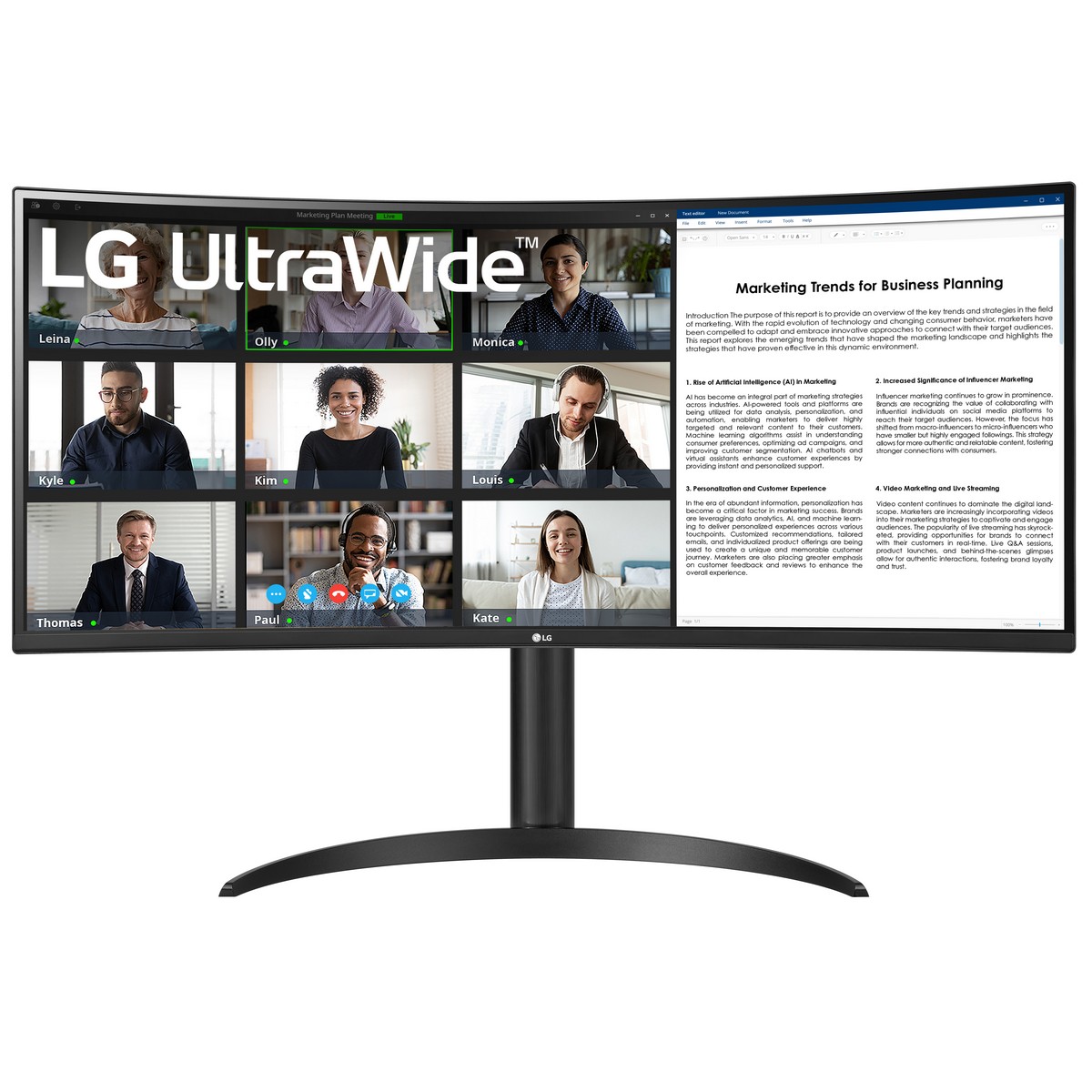 LG 34" Ultrawide 34WR55QC-B 3440x1440 VA 100Hz Curved Widescreen Gaming Monitor