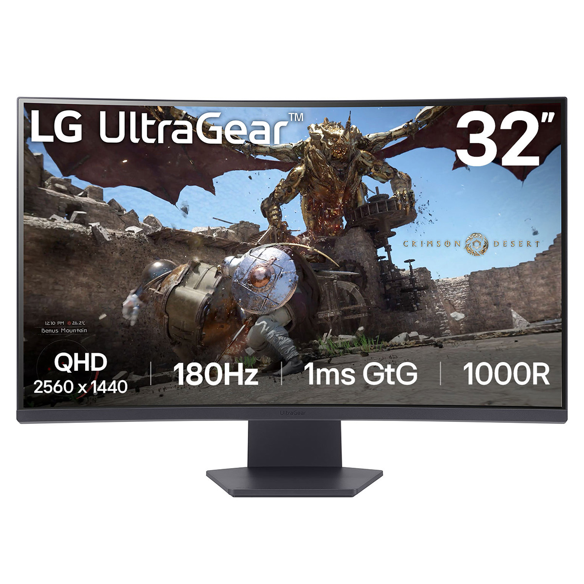 LG 32" 32GS60QC-B 2560x1440 VA 180Hz 1ms A-Sync HDR10 Curved Widescreen Gaming Monitor