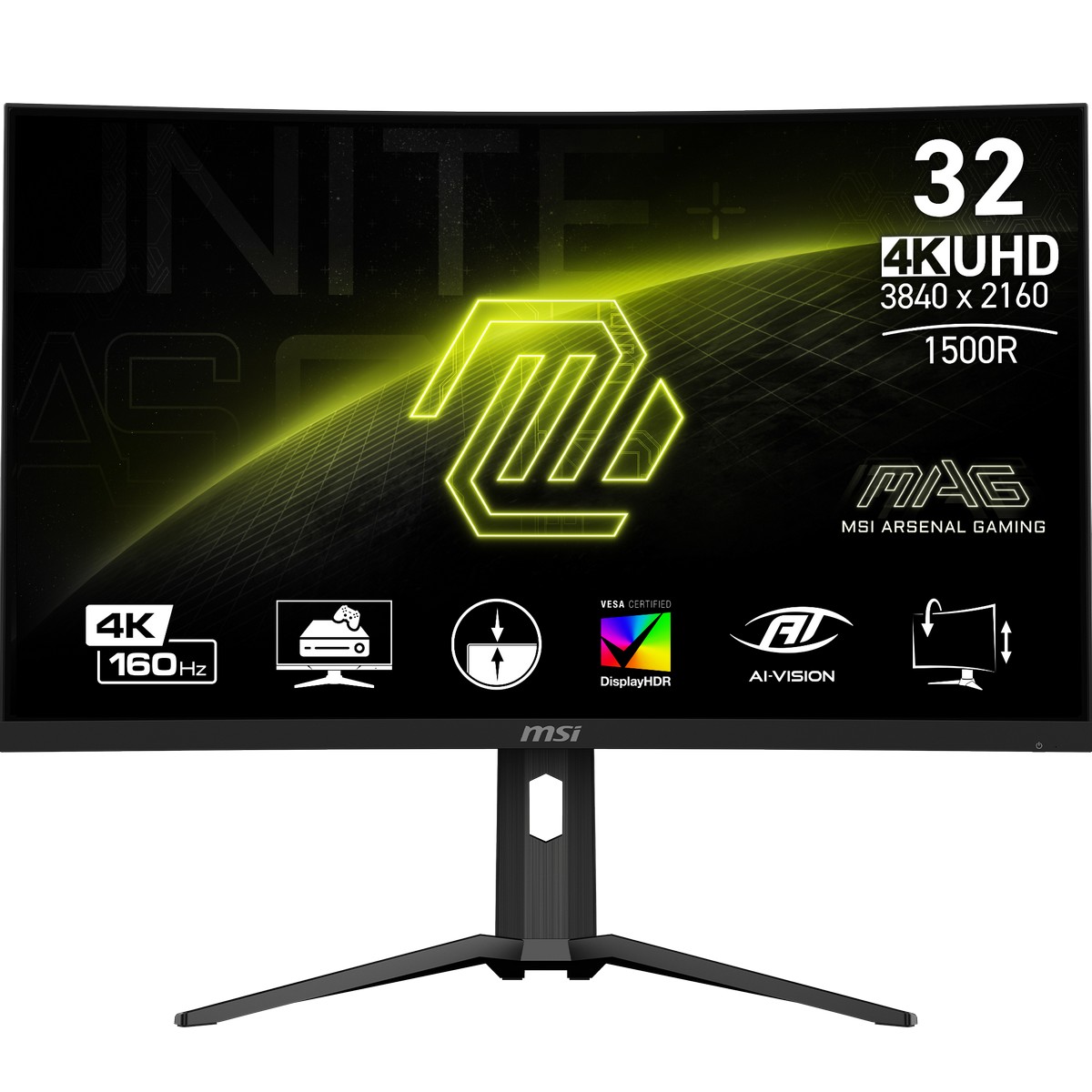 MSI - MSI 32" MAG 321CUP 3840x2160 VA 160Hz 1ms A-Sync HDMI 2.1 Curved Gaming Monitor