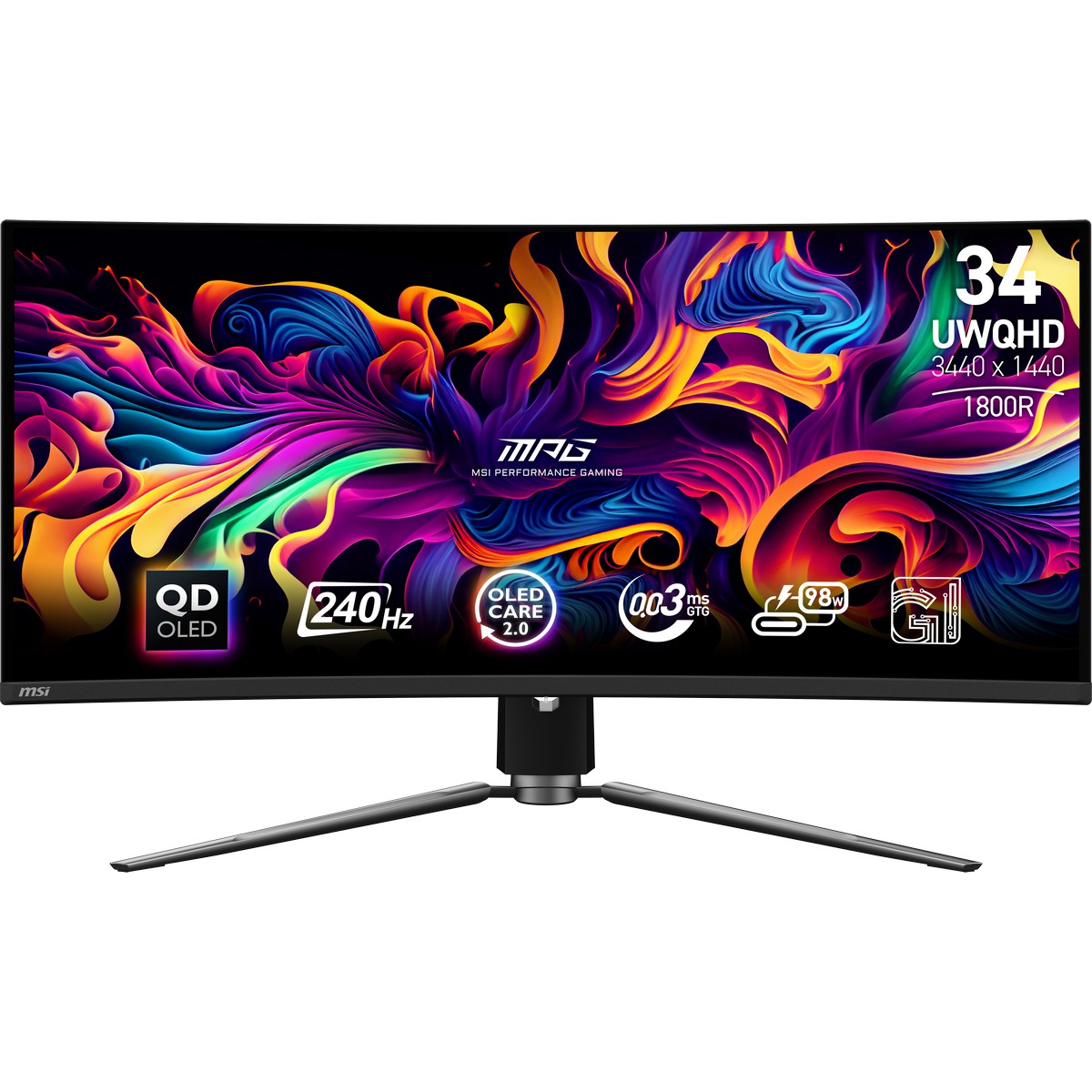 MSI - MSI 34" MPG 341CQPX QD-OLED 3440x1440 240Hz 0.03ms A-Sync Curved Gaming Monitor