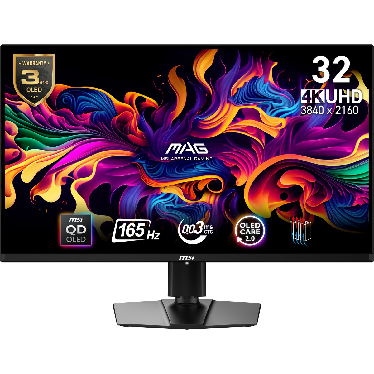 MSI - MSI 32" MAG 321UP QD-OLED 3840x2160 165Hz 0.03ms A-Sync HDMI 2.1 HDR Widescreen Gaming Monitor