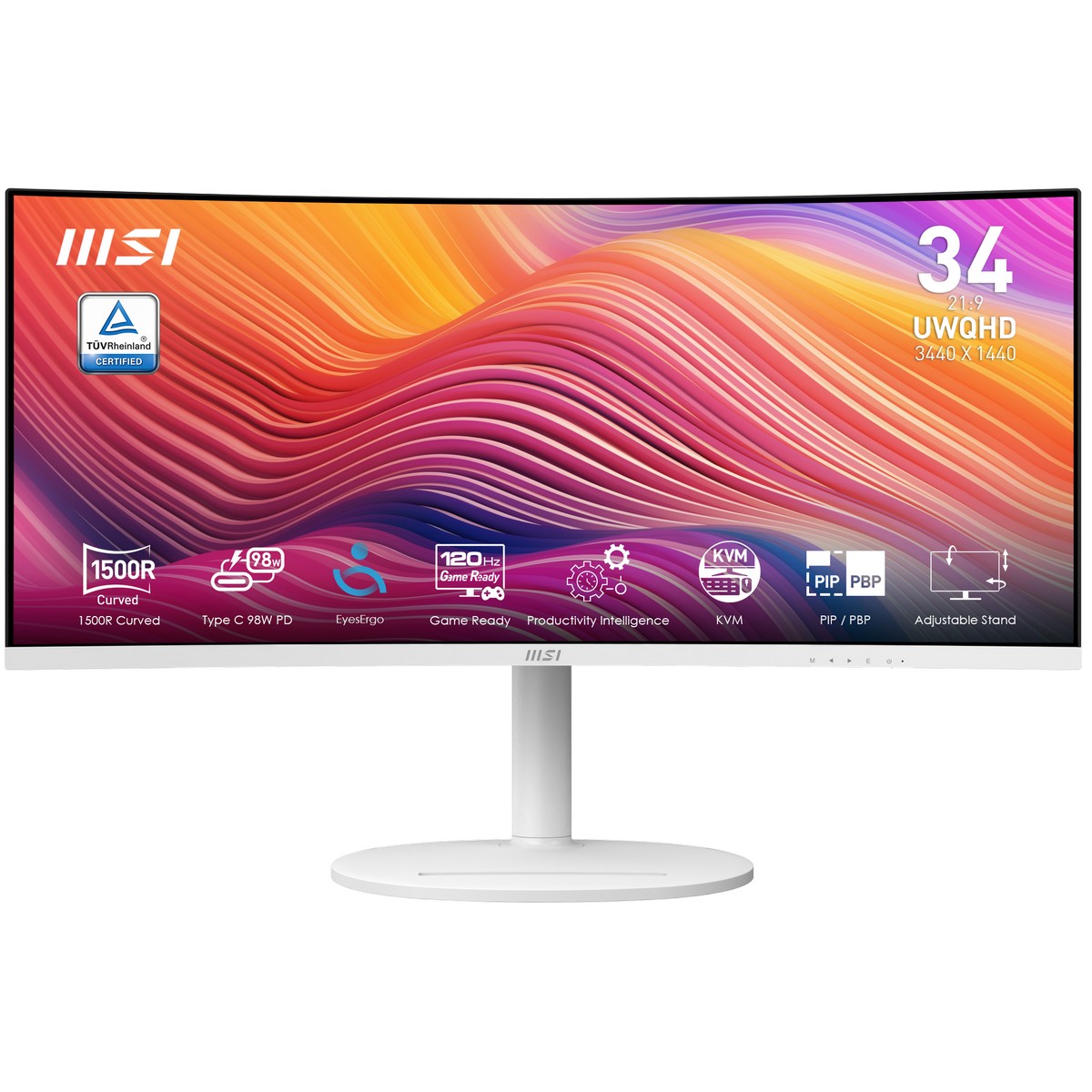 MSI - MSI 34" Modern MD342CQPW 3440x1440 VA 120Hz 1ms Ultrawide Curved Monitor