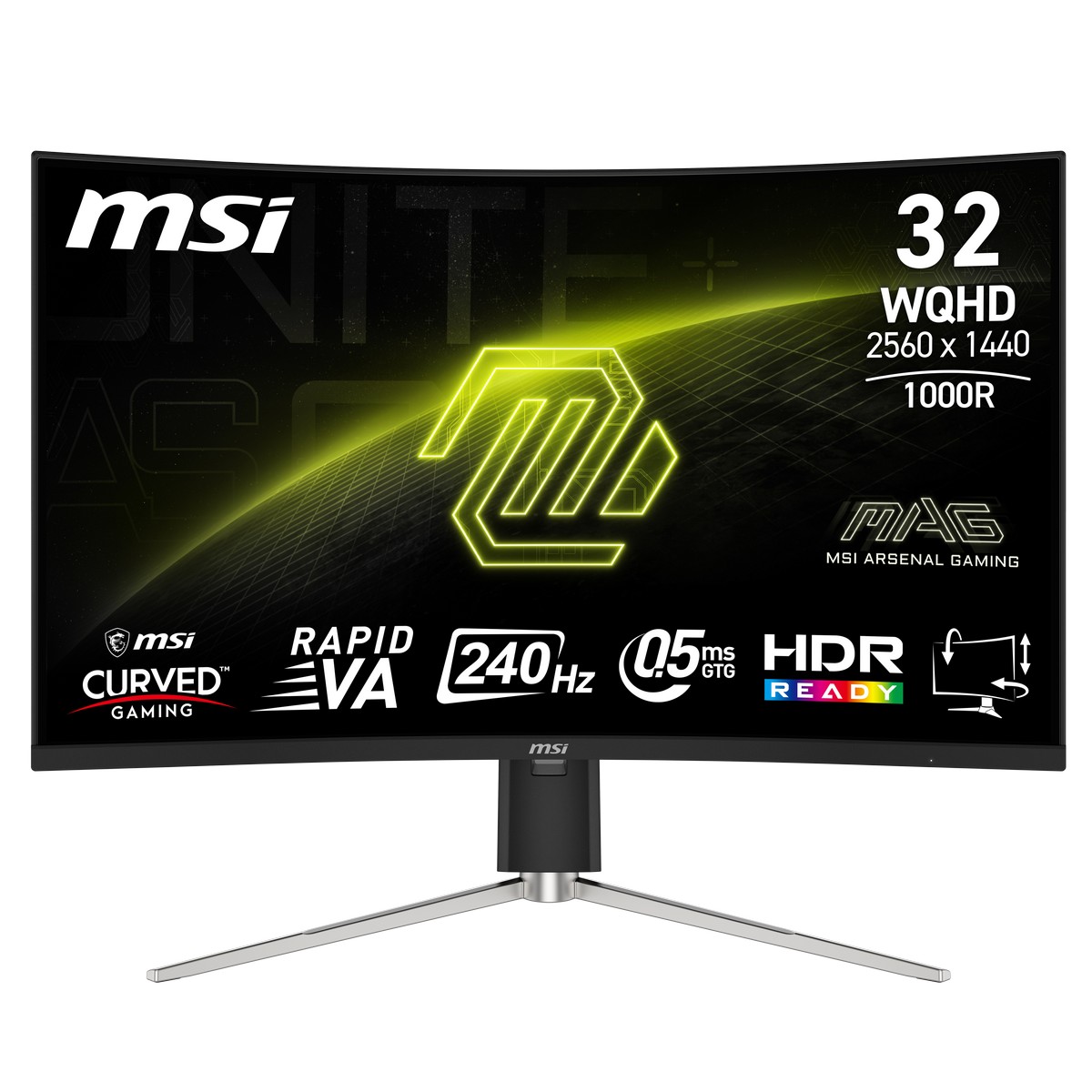 MSI 32" MAG 325CQRXF E2 2560x1440 Rapid VA 240Hz 0.5ms A-Sync Curved Widescreen Gaming Monitor - Black