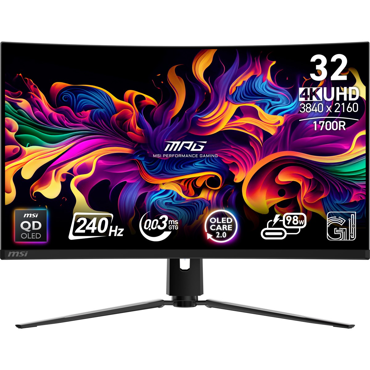 MSI 32" MPG 321CURX QD-OLED 3840x2160 QD-OLED 240Hz 0.03ms True Black 400 A-Sync Curved Widescreen Gaming Monitor