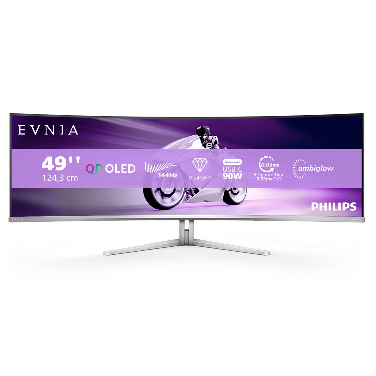 Philips Evnia 49" 49M2C8900L/00 QD-OLED Curved 5120x1440 144Hz 0.03ms 90w USB C Ultrawide Curved Gaming Monitor