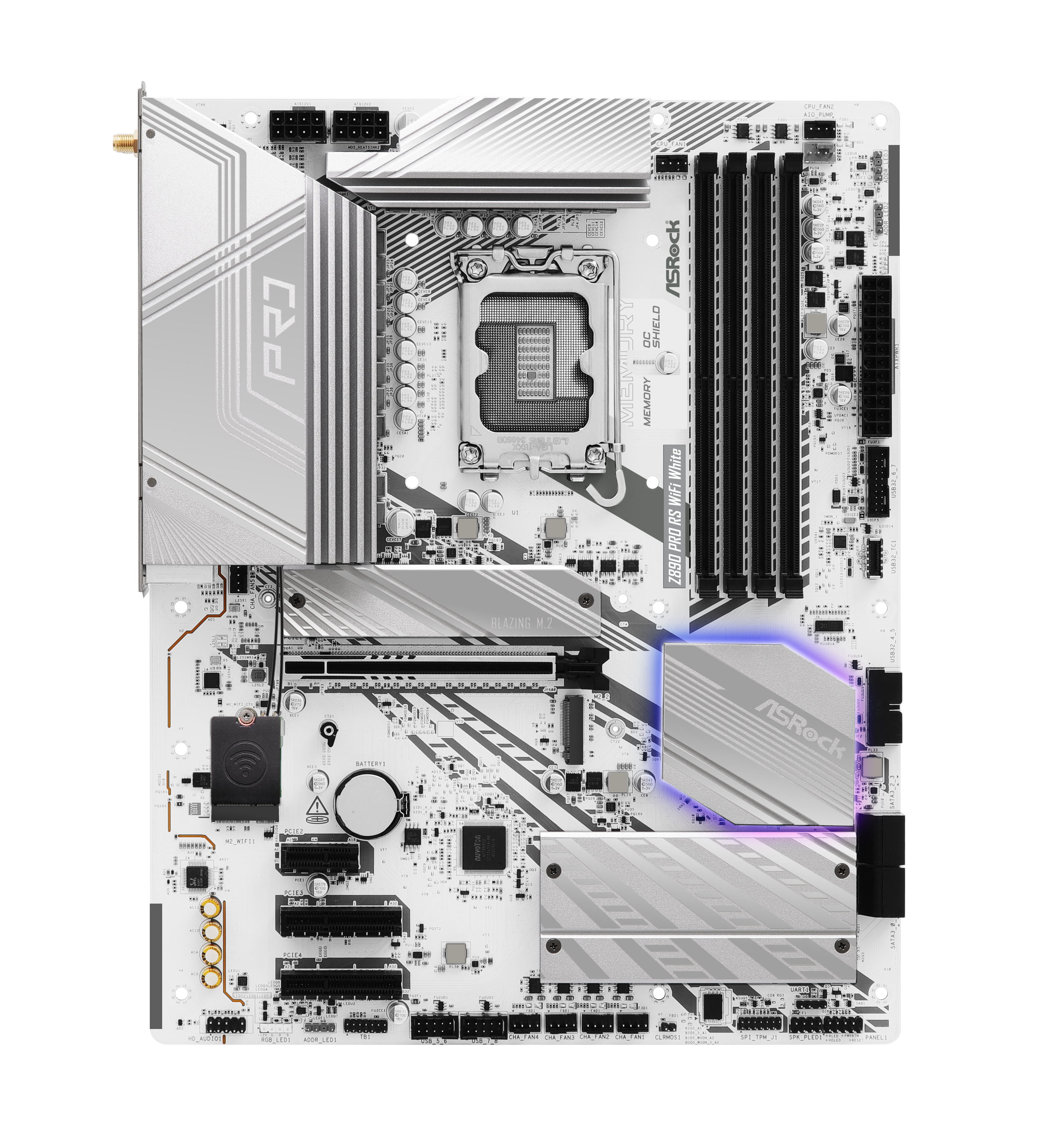 ASRock - Asrock Z890 Pro RS WIFI White (LGA 1851) DDR5 ATX Motherboard