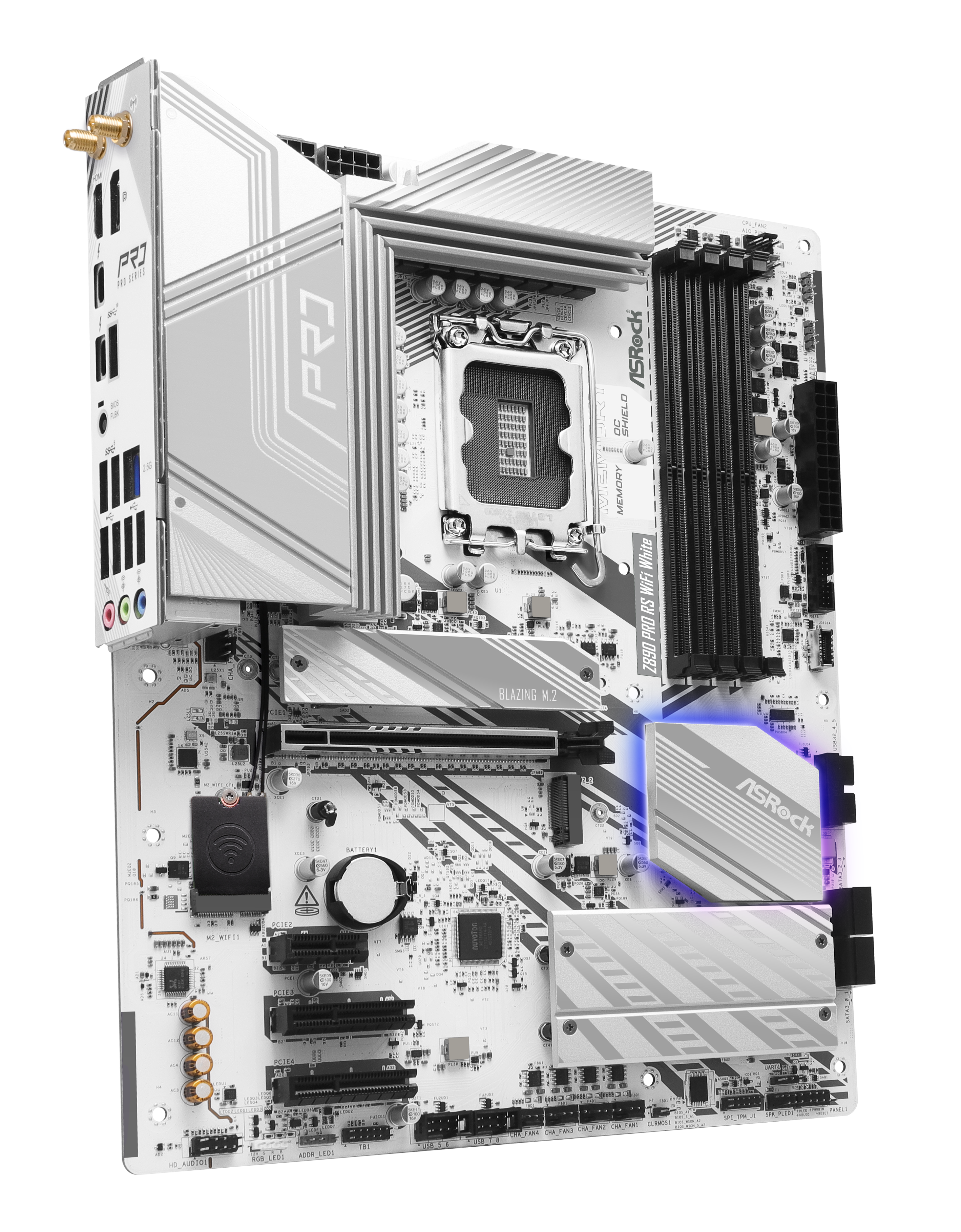 ASRock - Asrock Z890 Pro RS WIFI White (LGA 1851) DDR5 ATX Motherboard