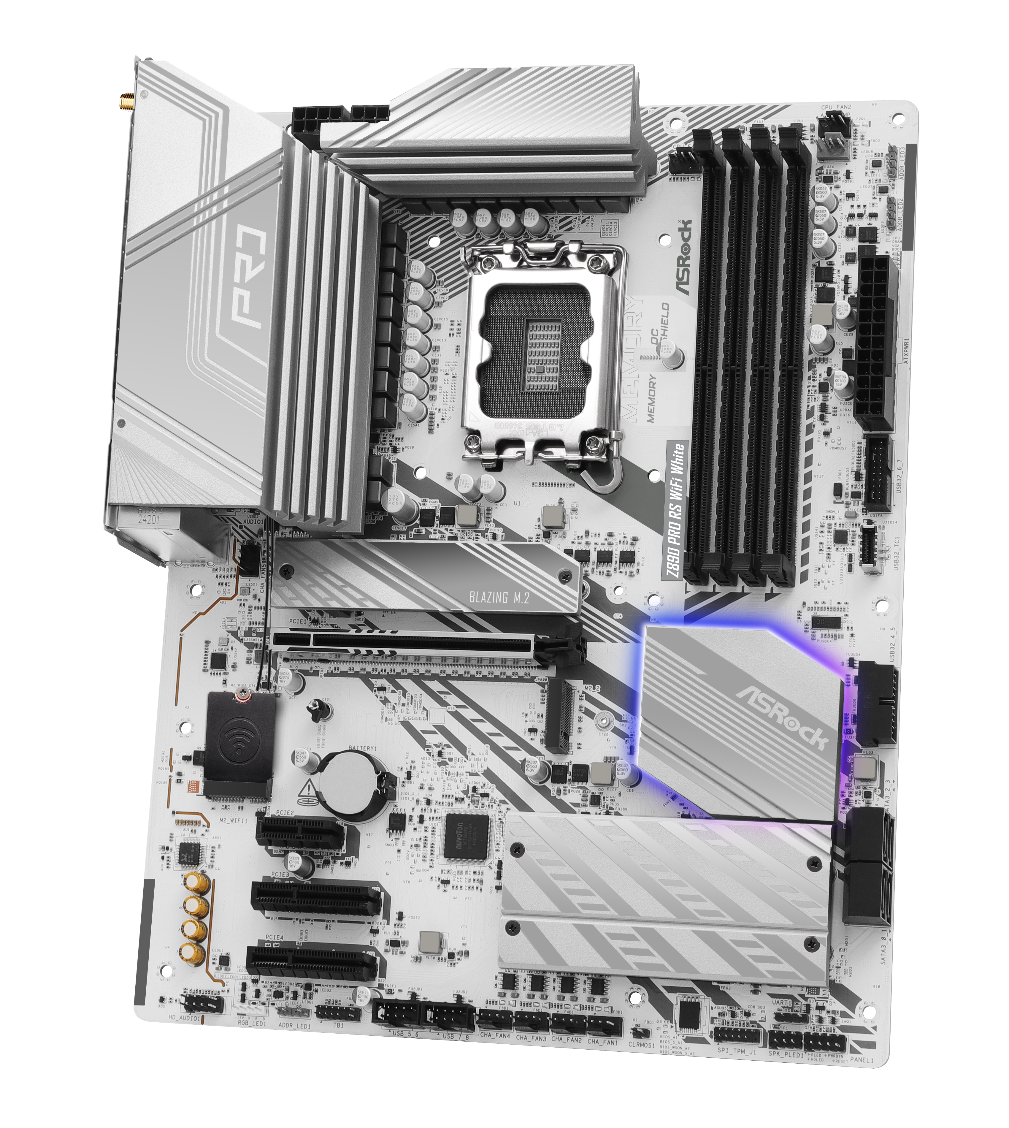 ASRock - Asrock Z890 Pro RS WIFI White (LGA 1851) DDR5 ATX Motherboard