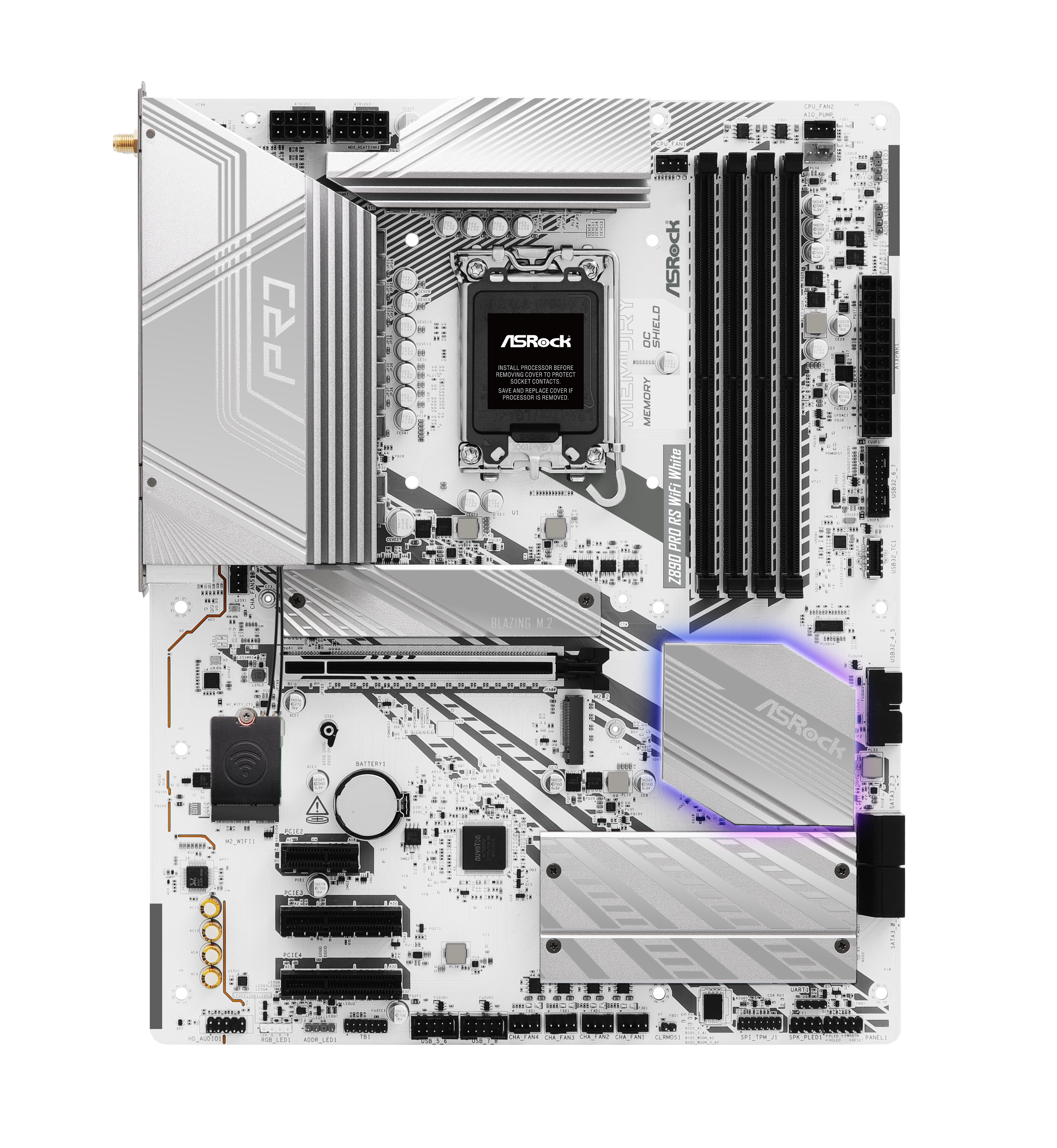 ASRock - Asrock Z890 Pro RS WIFI White (LGA 1851) DDR5 ATX Motherboard