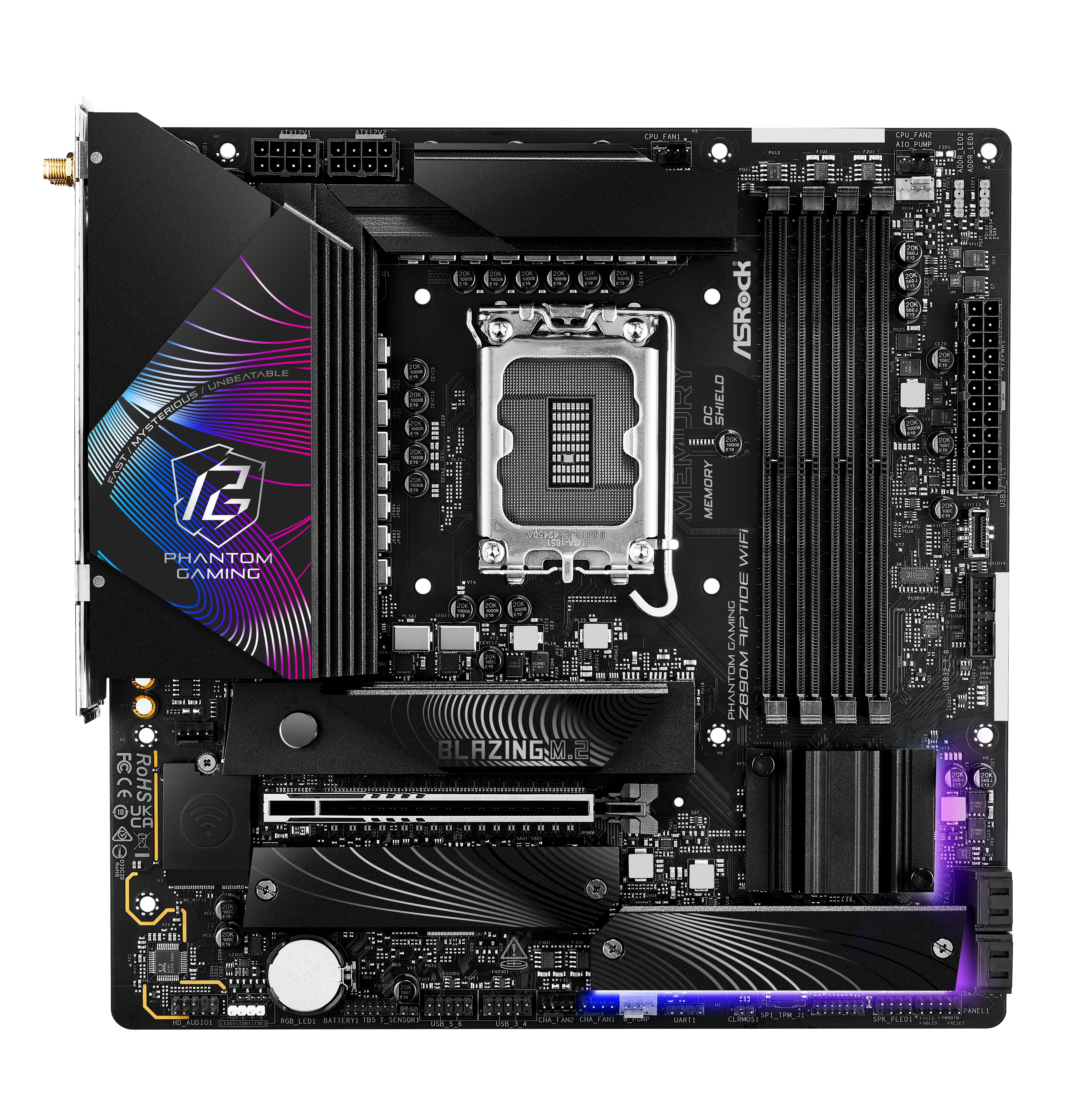 ASRock - Asrock Z890M Riptide WIFI (LGA 1851) DDR5 Micro ATX Motherboard