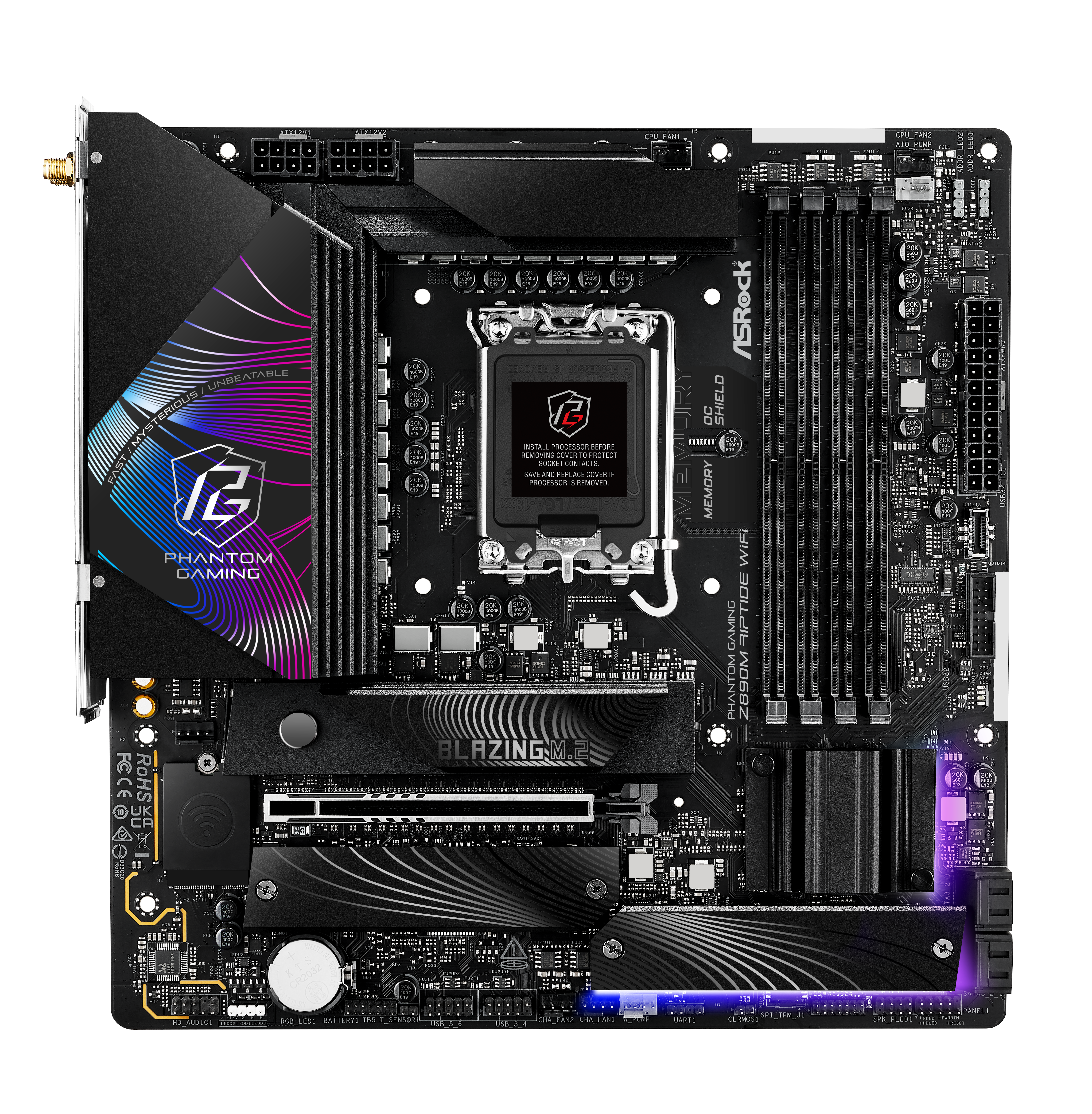 ASRock - Asrock Z890M Riptide WIFI (LGA 1851) DDR5 Micro ATX Motherboard