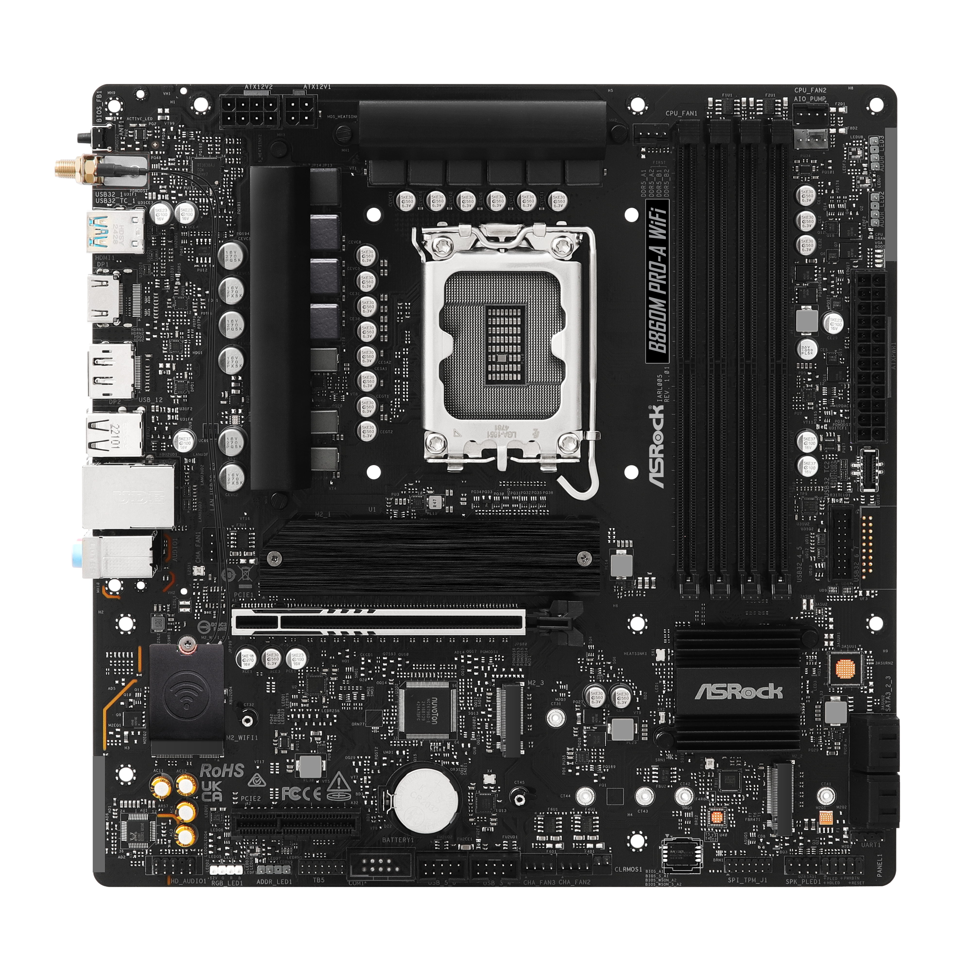 ASRock - Asrock B860M Pro-A WIFI (LGA 1851) DDR5 Micro-ATX Motherboard