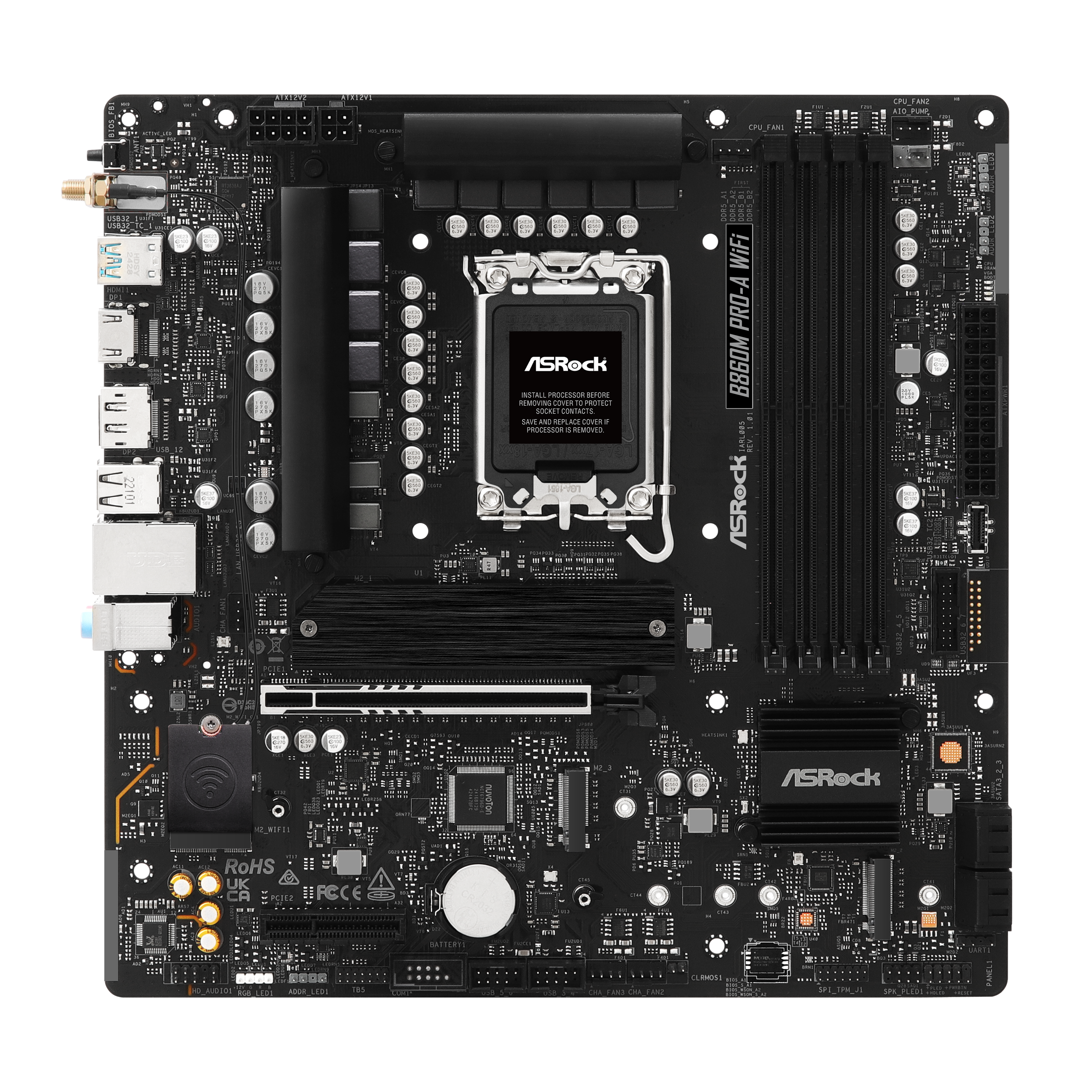 ASRock - Asrock B860M Pro-A WIFI (LGA 1851) DDR5 Micro-ATX Motherboard