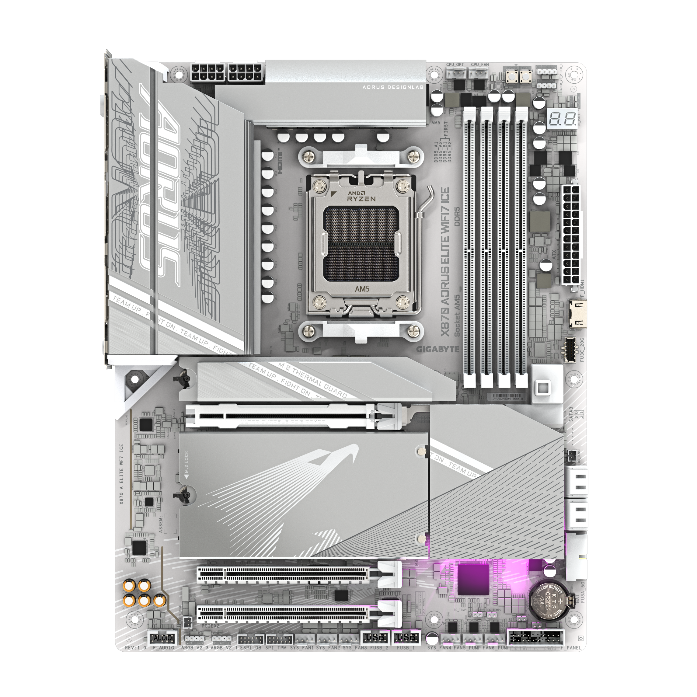 Gigabyte - Gigabyte X870 Aorus Elite WIFI7 Ice (Socket AM5) DDR5 ATX Motherboard