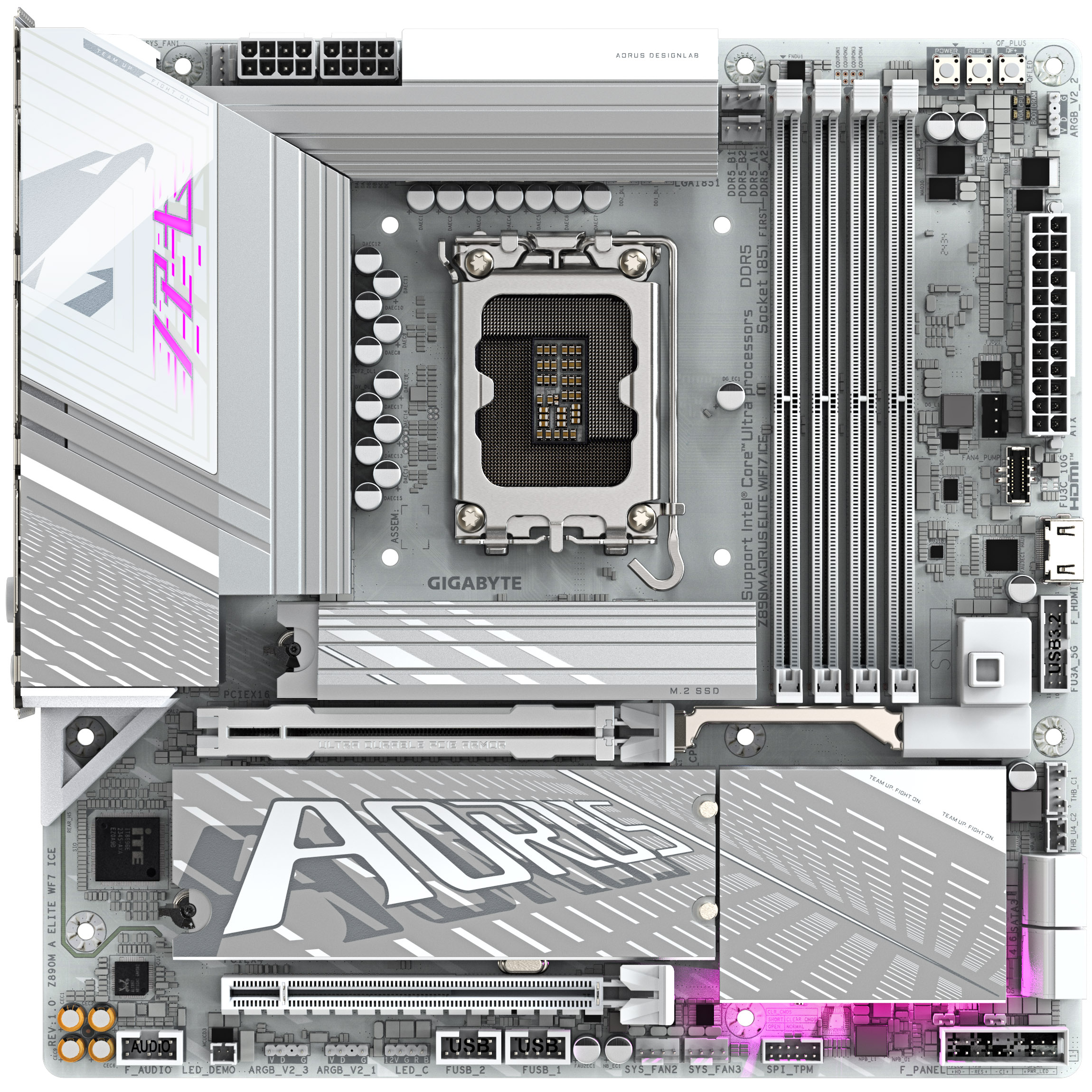 Gigabyte - Gigabyte Z890M   AORUS ELITE WIFI7 ICE (LGA1851) DDR5 Micro ATX Motherboard