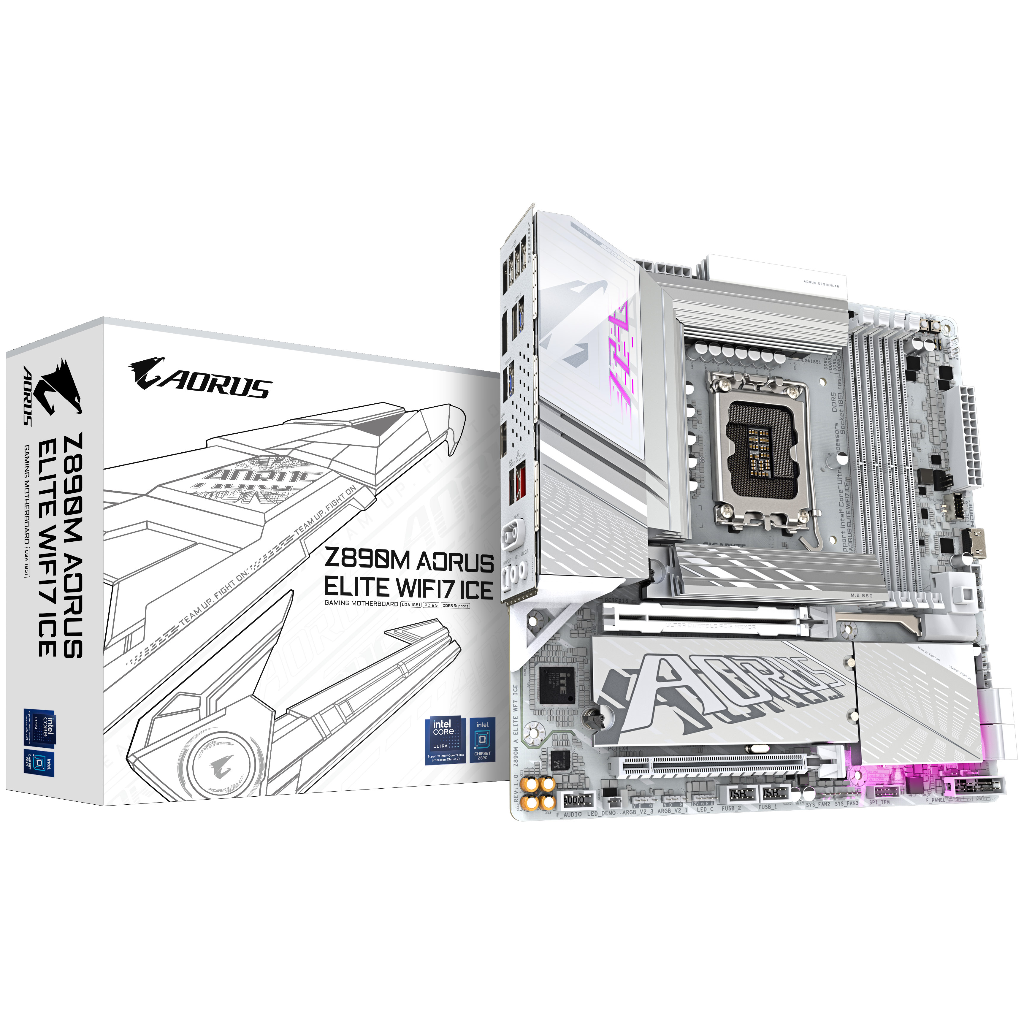 Gigabyte Z890M   AORUS ELITE WIFI7 ICE (LGA1851) DDR5 Micro ATX Motherboard