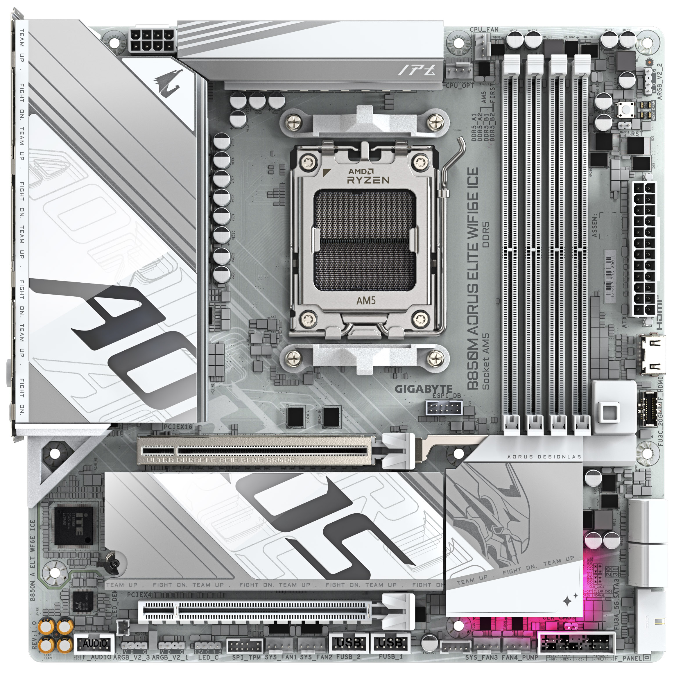 Gigabyte - Gigabyte B850M AORUS ELITE WIFI6E ICE (Socket AM5) DDR5 Micro ATX Motherboard