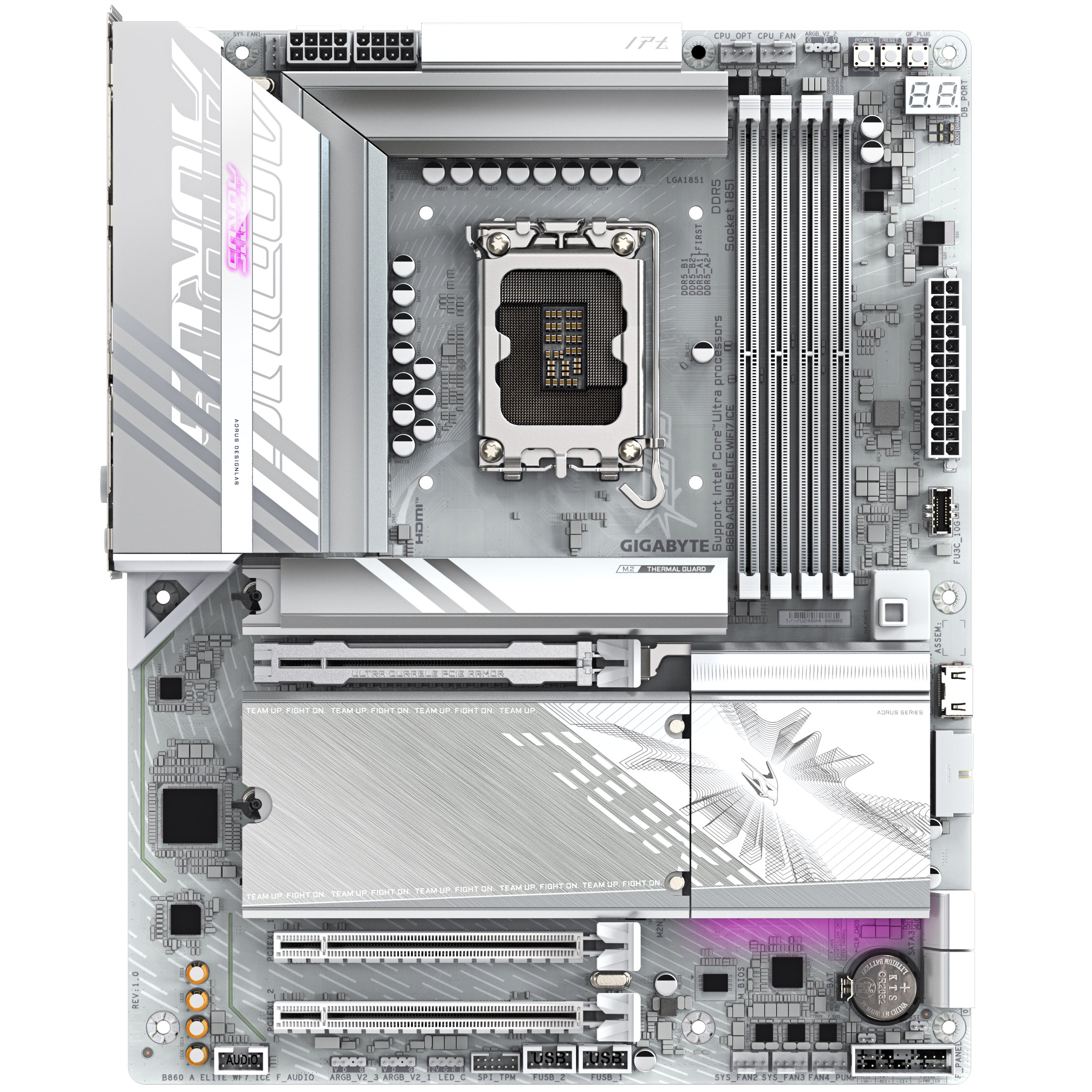 Gigabyte - Gigabyte B860 AORUS ELITE WIFI7 ICE (LGA 1851) DDR5 ATX Motherboard