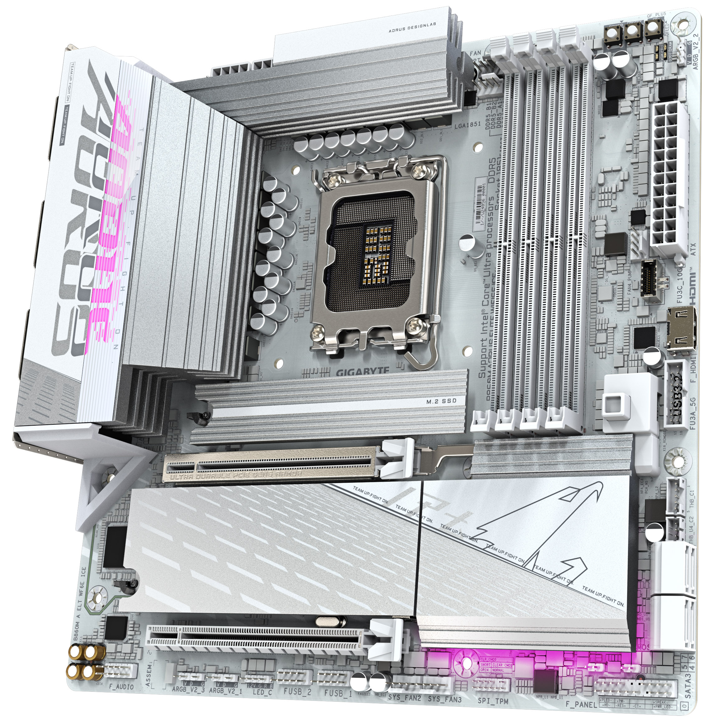 Gigabyte - Gigabyte B860M AORUS ELITE WIFI6E ICE (LGA 1851) DDR5 Micro-ATX Motherboard