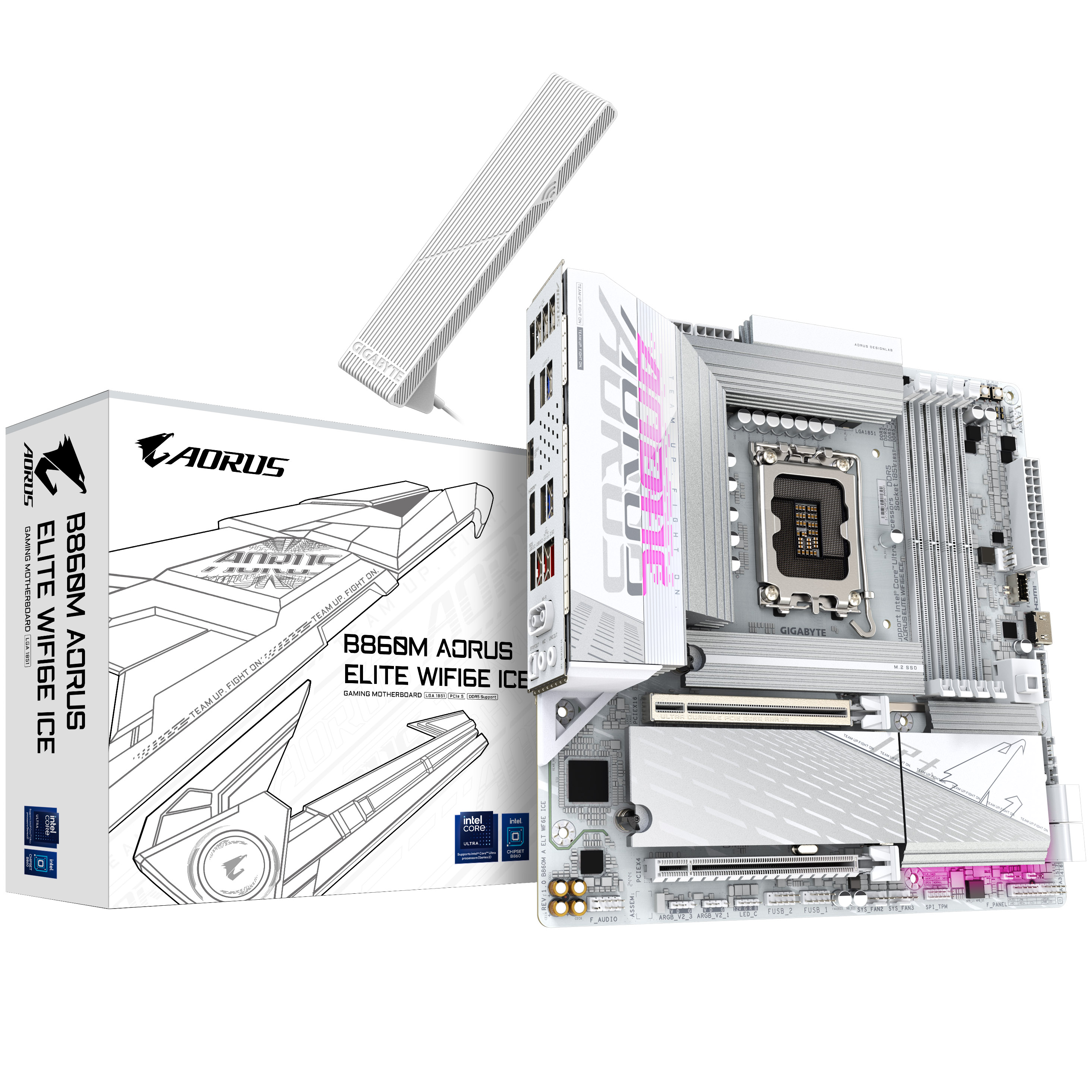 Gigabyte B860M AORUS ELITE WIFI6E ICE (LGA 1851) DDR5 Micro-ATX Motherboard