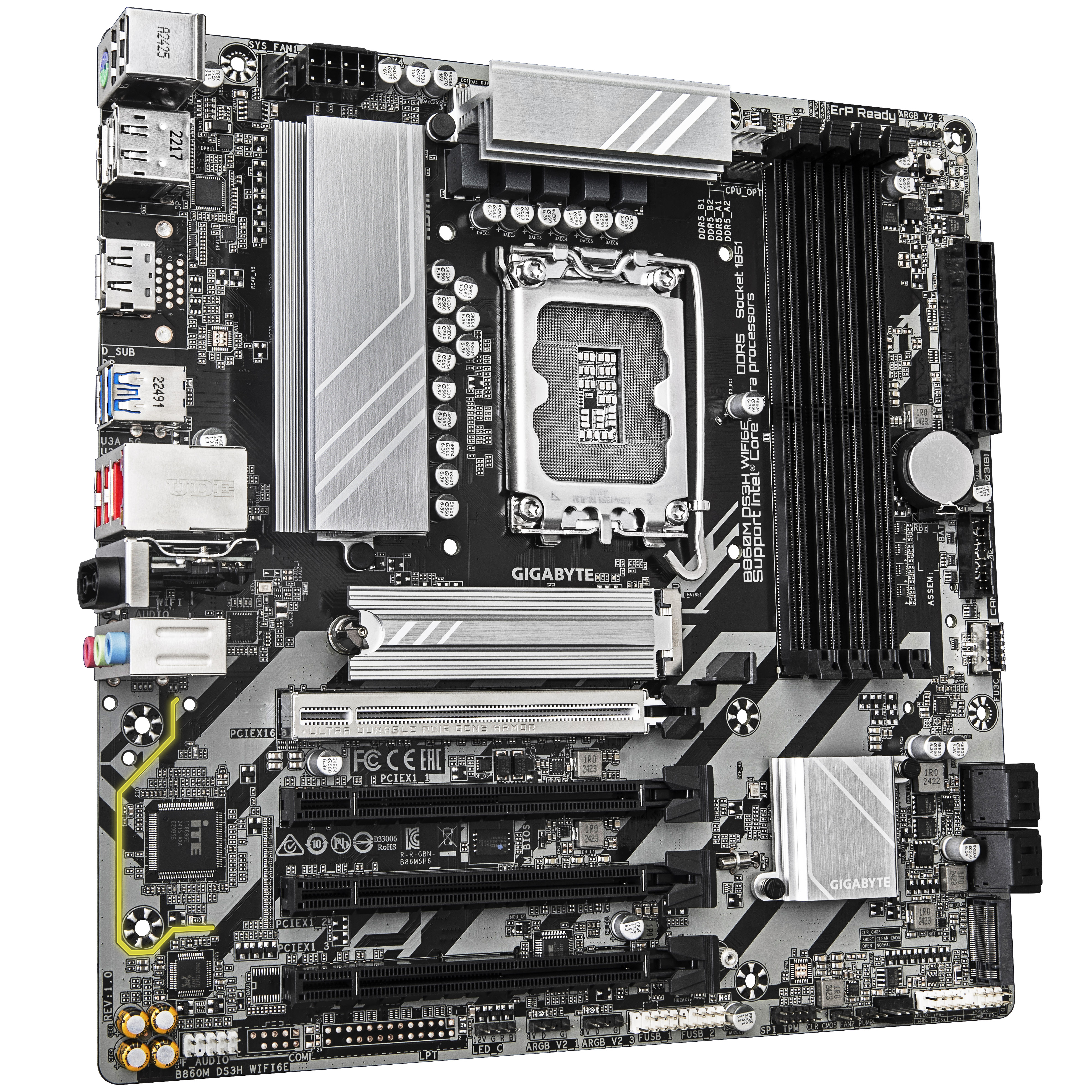 Gigabyte - Gigabyte B860M DS3H WIFI6E (LGA 1851) DDR5 Micro-ATX Motherboard