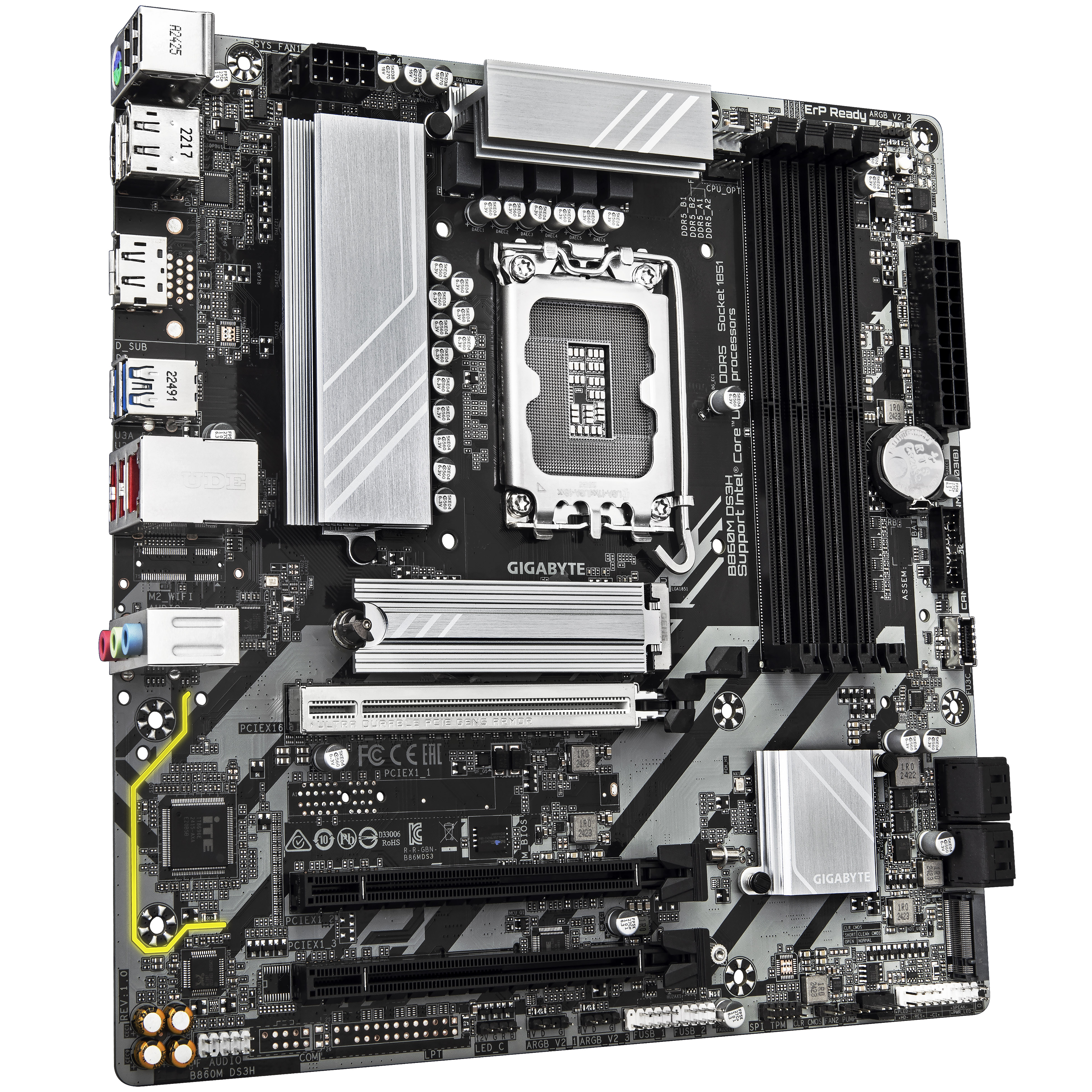 Gigabyte - Gigabyte B860M DS3H (LGA 1851) DDR5 Micro-ATX Motherboard