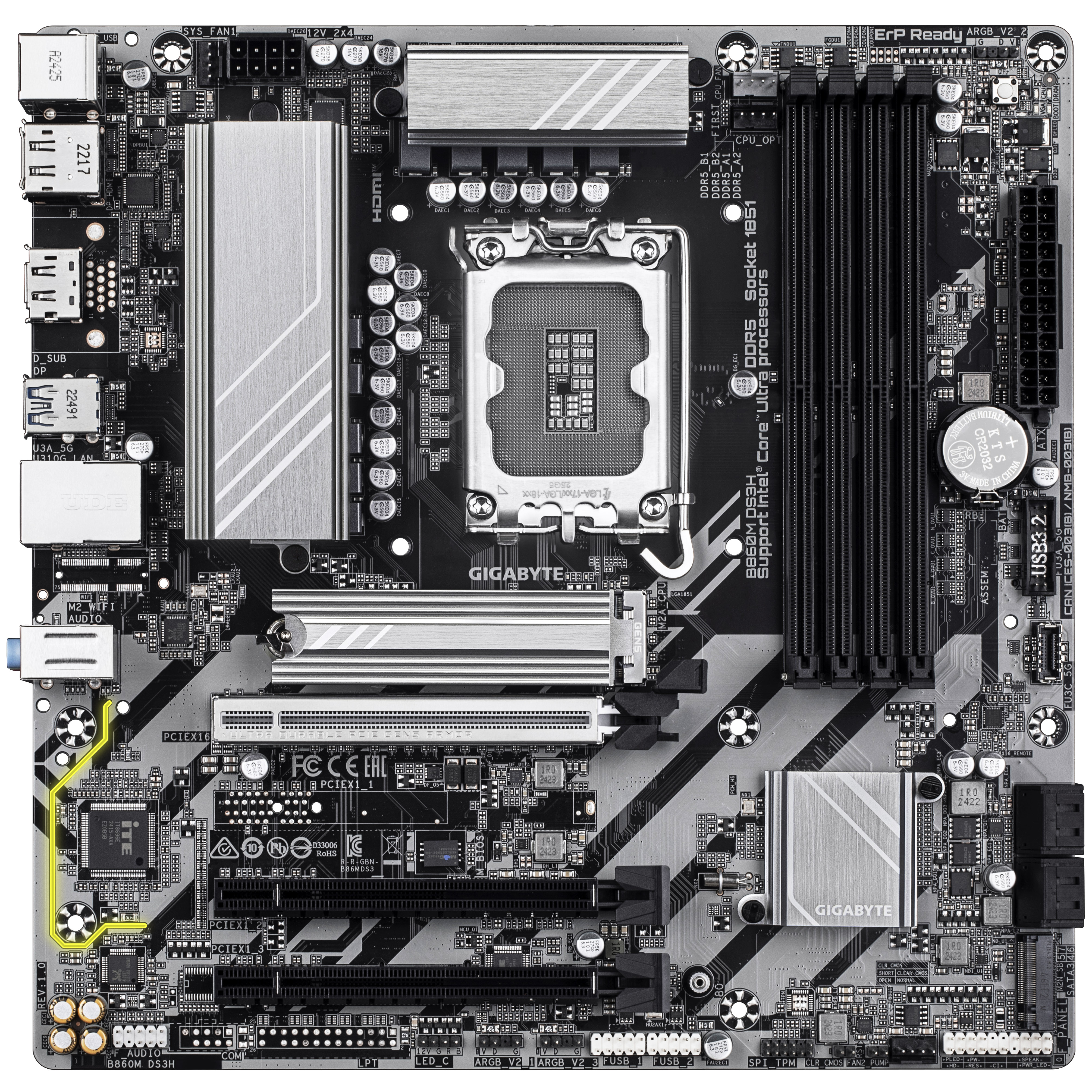 Gigabyte - Gigabyte B860M DS3H (LGA 1851) DDR5 Micro-ATX Motherboard