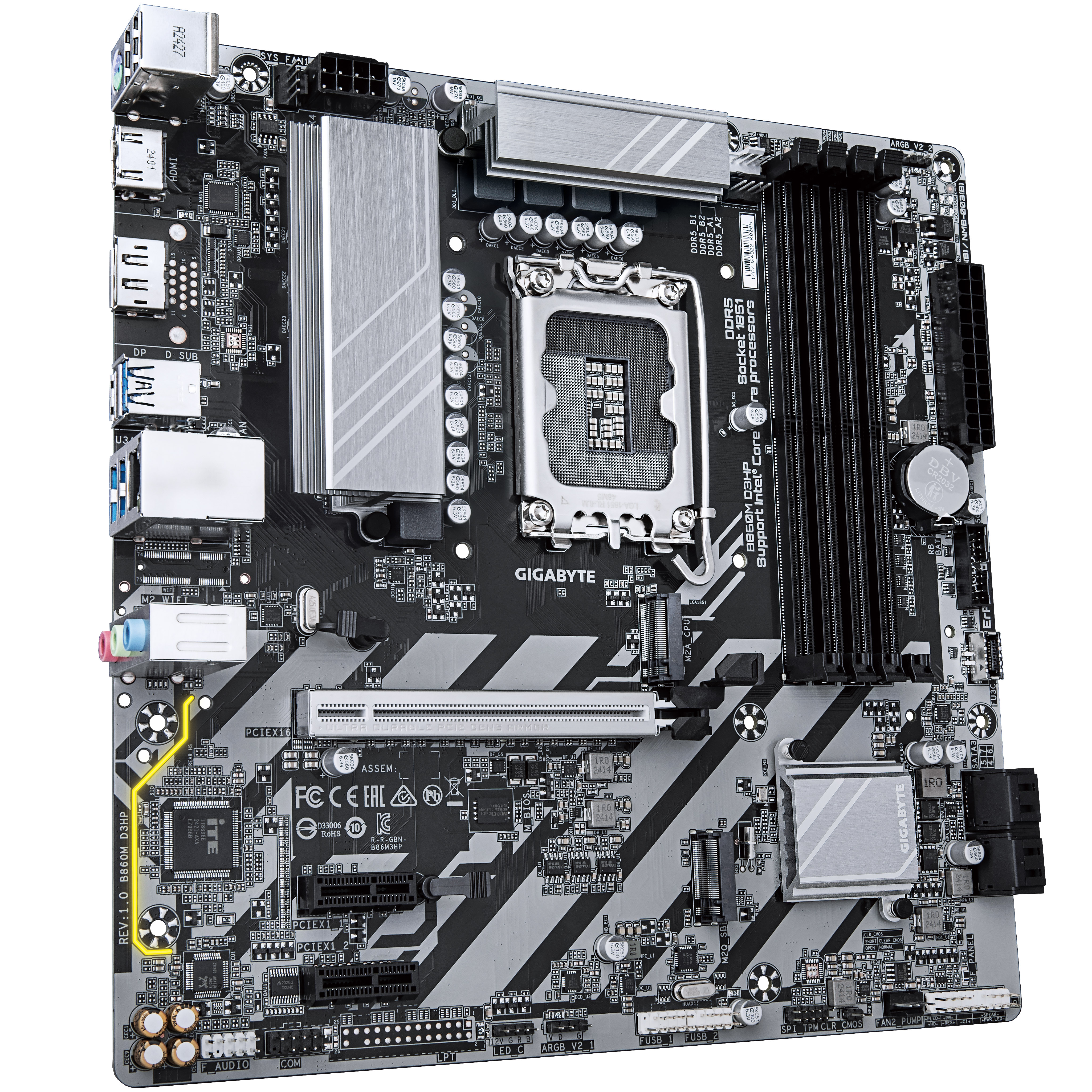 Gigabyte - Gigabyte B860M D3HP (LGA 1851) DDR5 Micro-ATX Motherboard