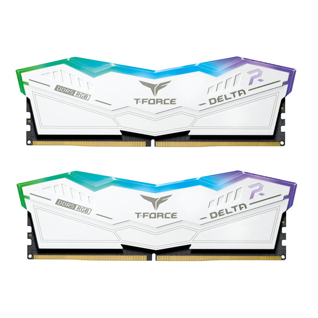 TeamGroup Delta RGB 32GB (2X16GB) DDR5 PC5-44800C30 6000MHz Dual Channel Kit - White (FF4D532G6000HC30DC01)