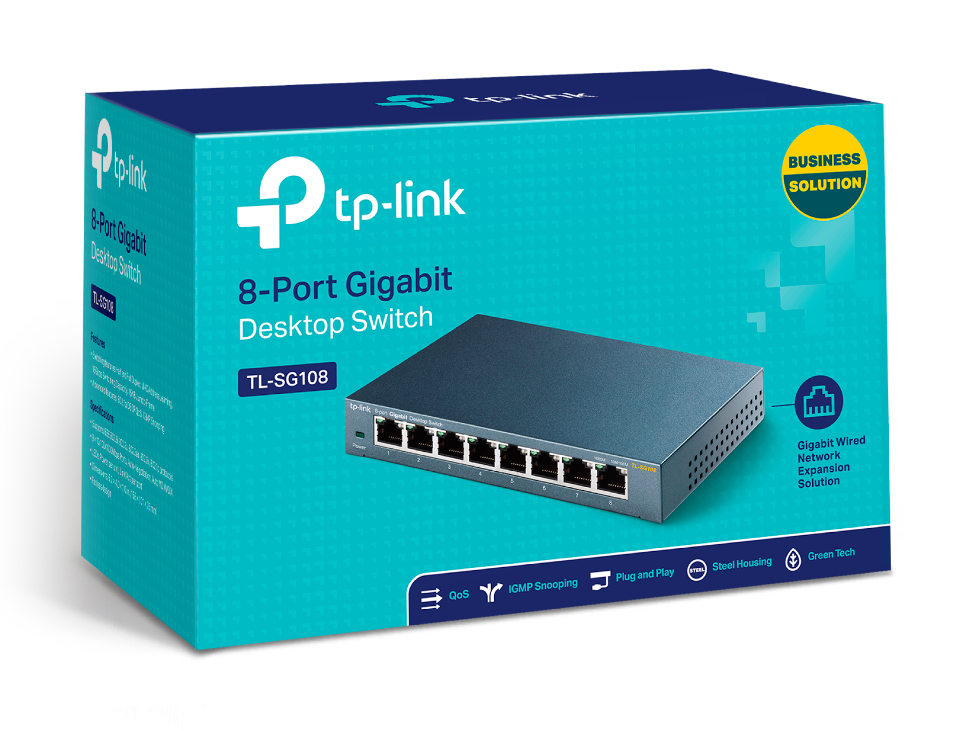 TP-Link - TP-Link TL-SG108 8-Port Gigabit Desktop Switch Steel Case