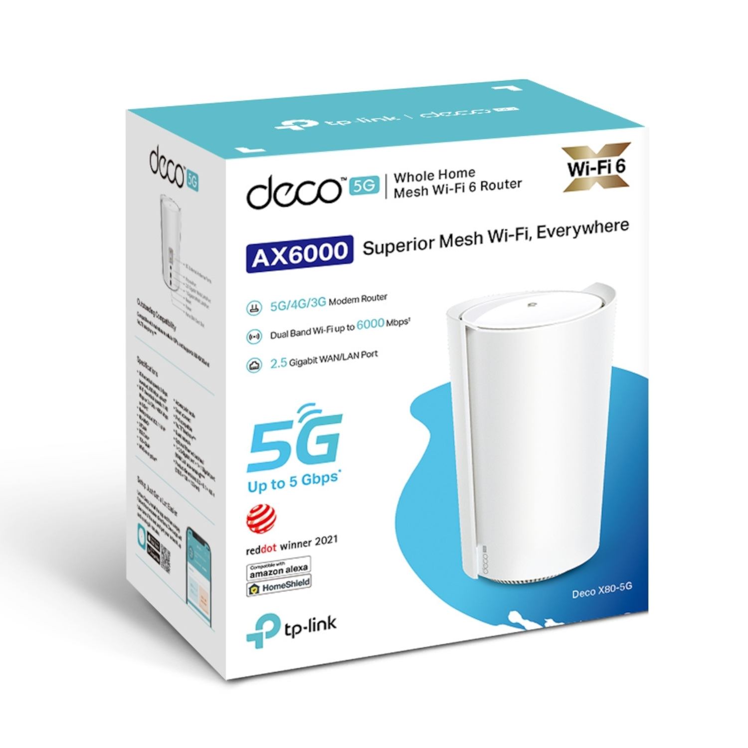 TP-Link Deco X80-5G AX6000 Whole Home Mesh Wi-Fi 6 Router Build-In 5Gbps 5G  Modem