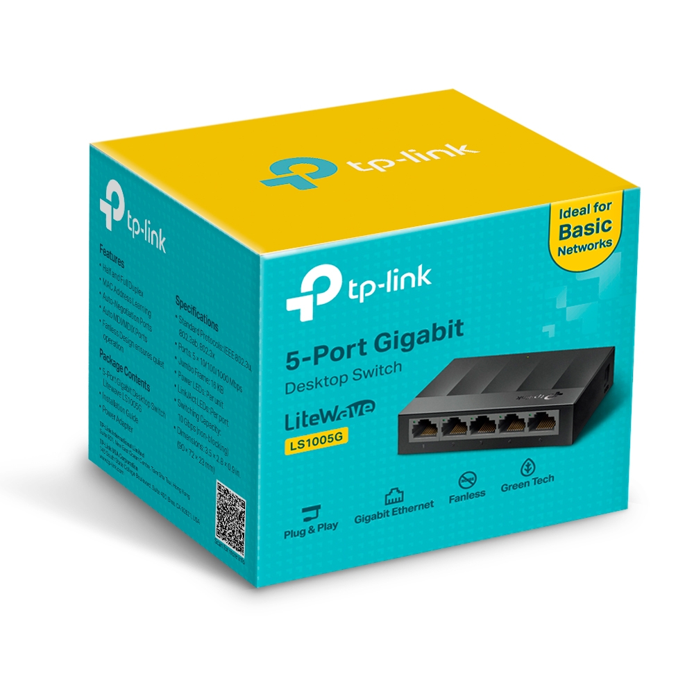 TP-Link LS1005G - 5 Port 10/100/1000 Mbps Desktop Network Switch