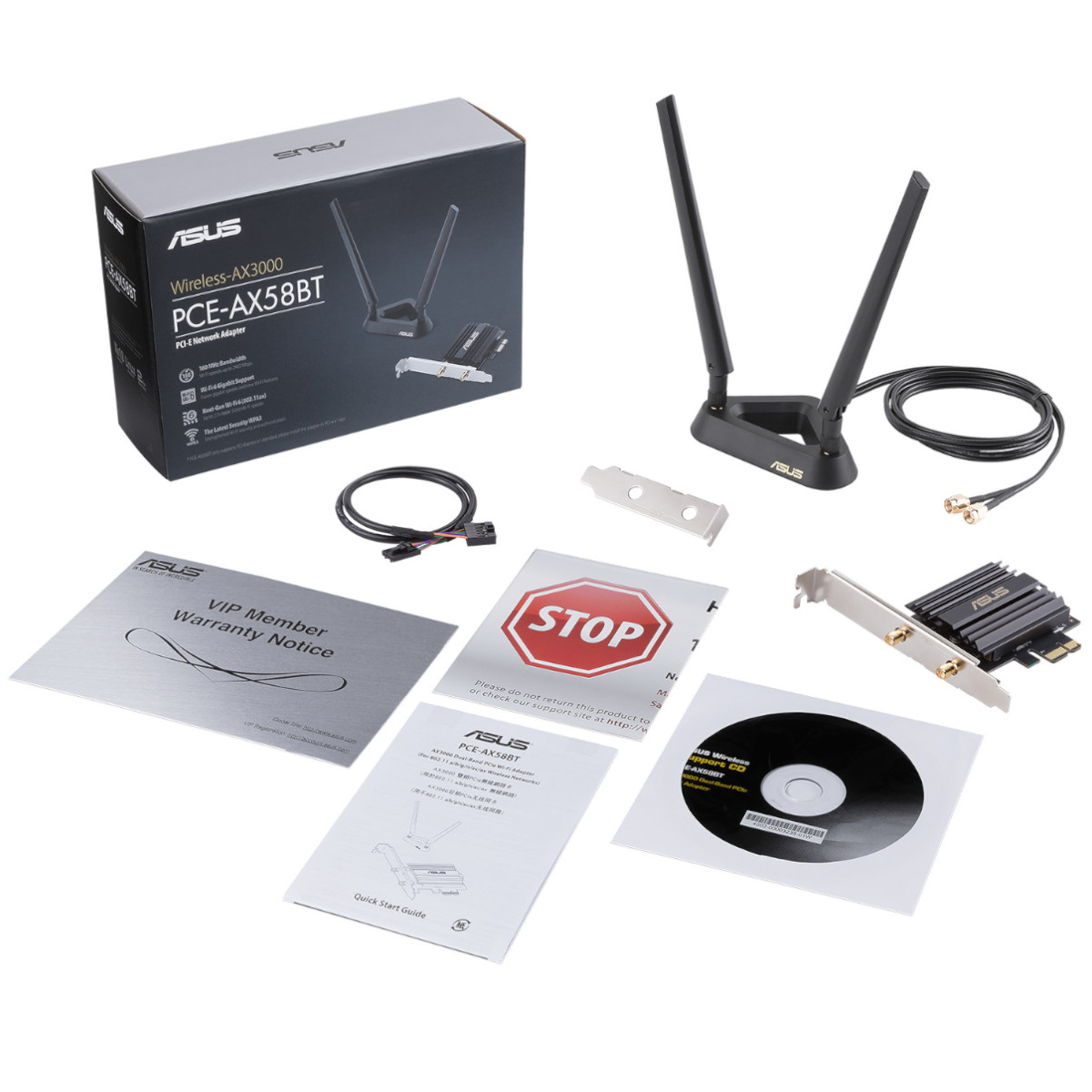 Asus - ASUS PCE-AX58BT Dual-Band Wireless AX3000 (WiFi 6) Bluetooth 5.0 PCI-E Adapter