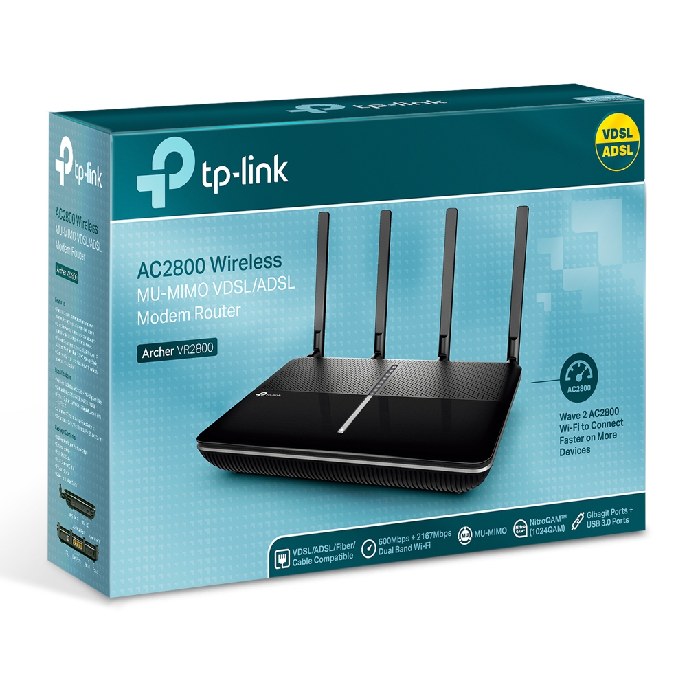 TP-Link - TP-Link Archer VR2800 AC2800 Wireless MU-MIMO VDSL/ADSL Modem Router
