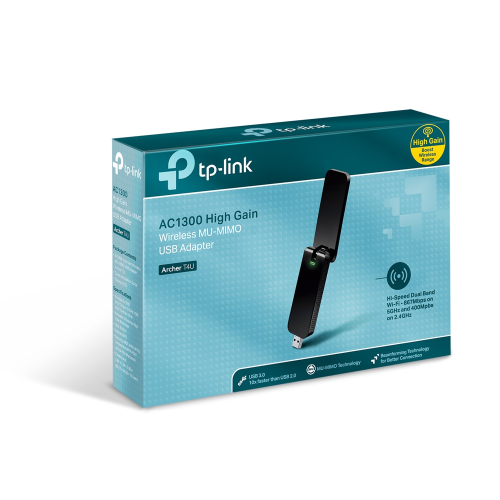 TP-Link - TP-Link Archer AC1300 Dual Band Wireless USB Adapter (Archer T4U V3)