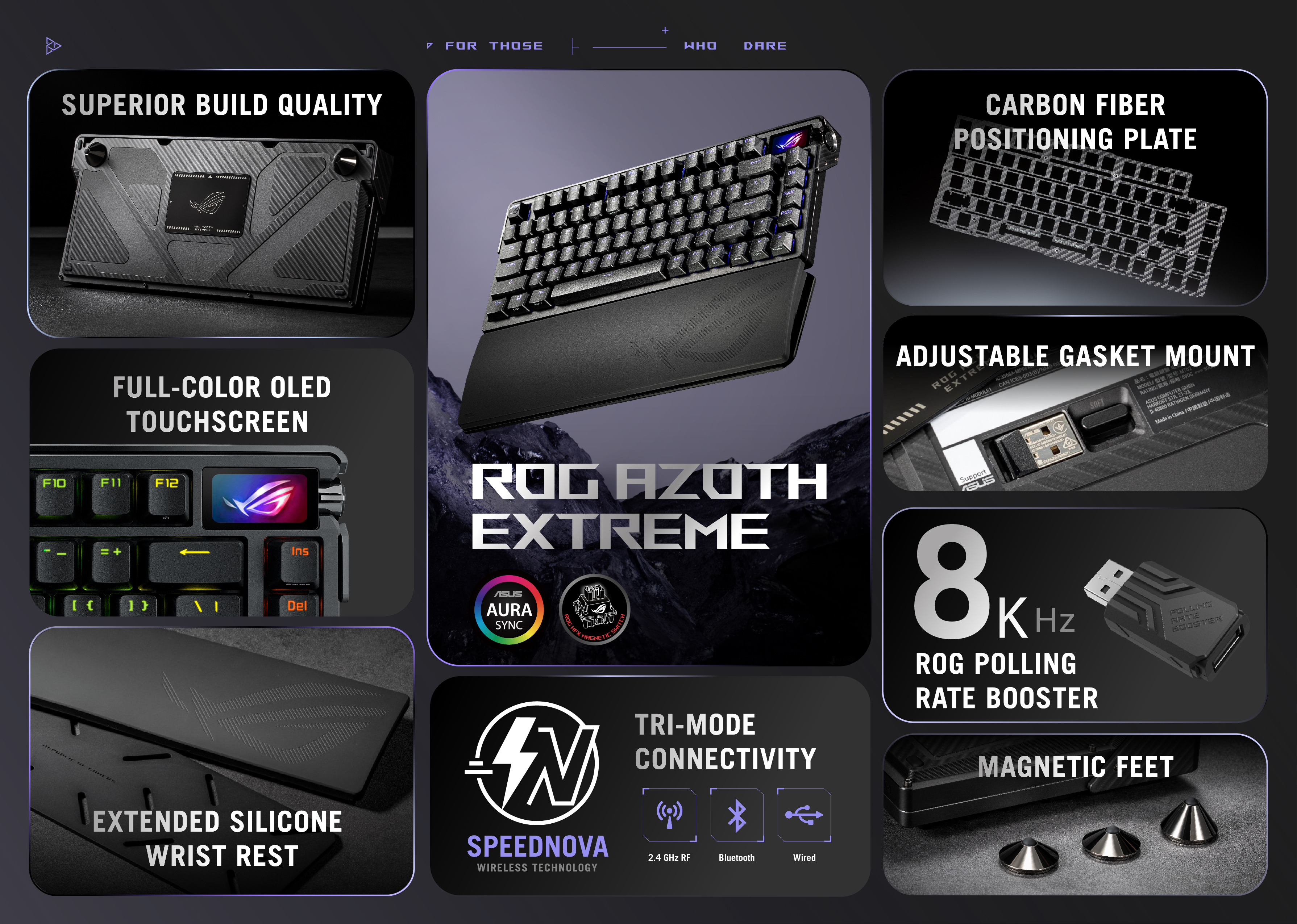 Asus - ASUS ROG Azoth Extreme 75% Wireless Custom Mechanical Gaming Keyboard - ROG X Snow Switches